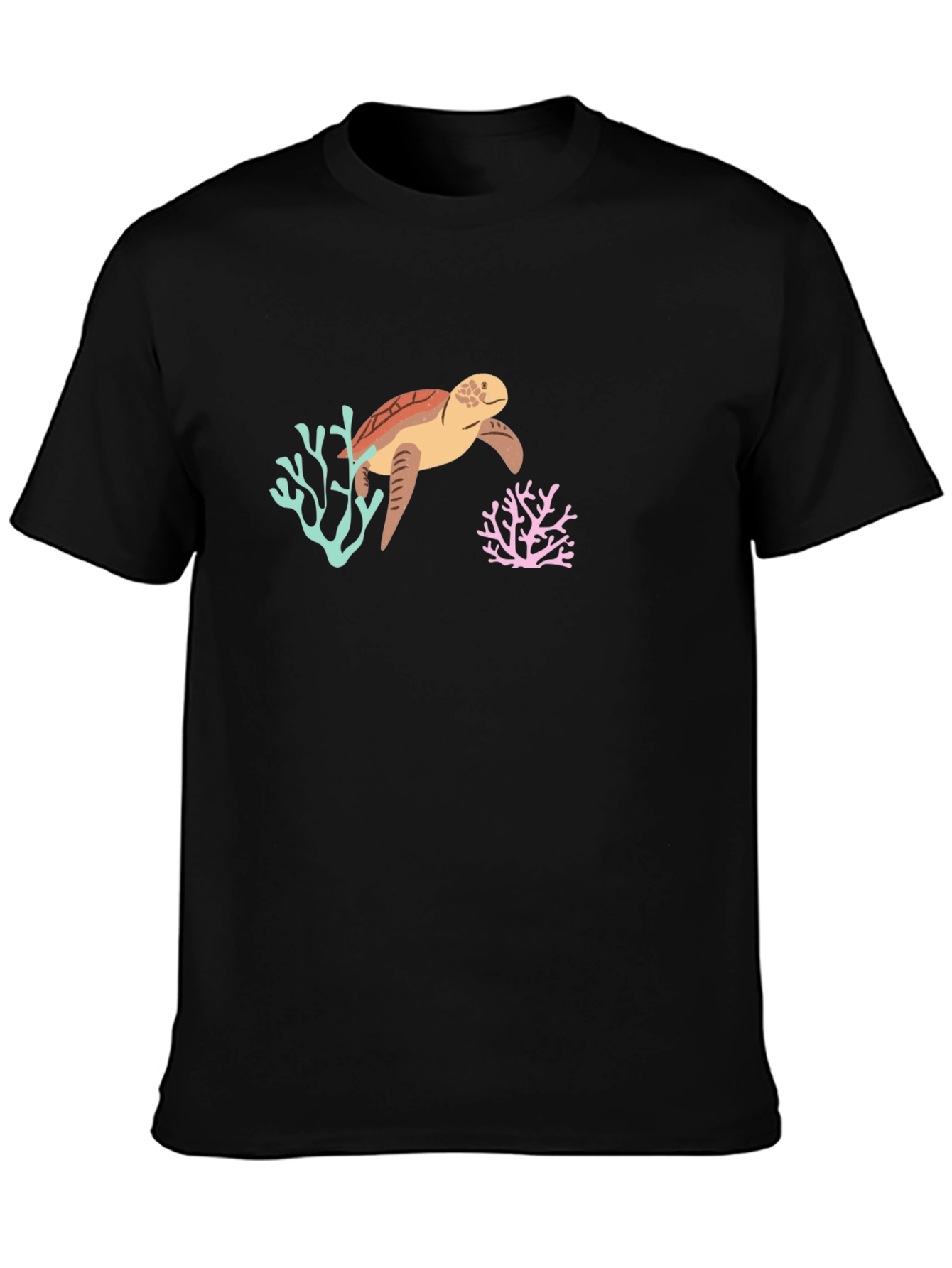 Sea Turtle Graphic Tee - Black Cotton Blend