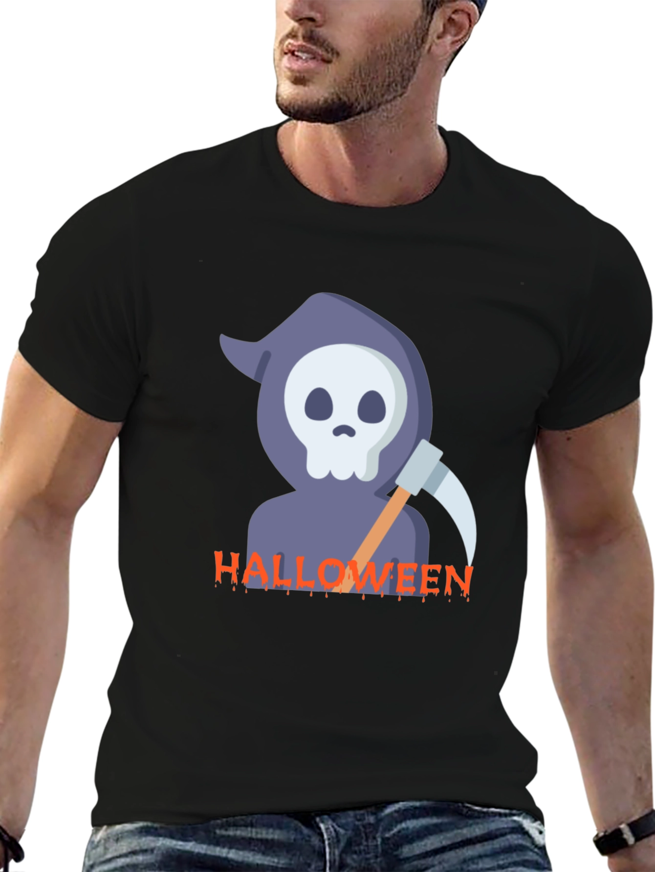 Halloween Reaper Graphic Black T-Shirt