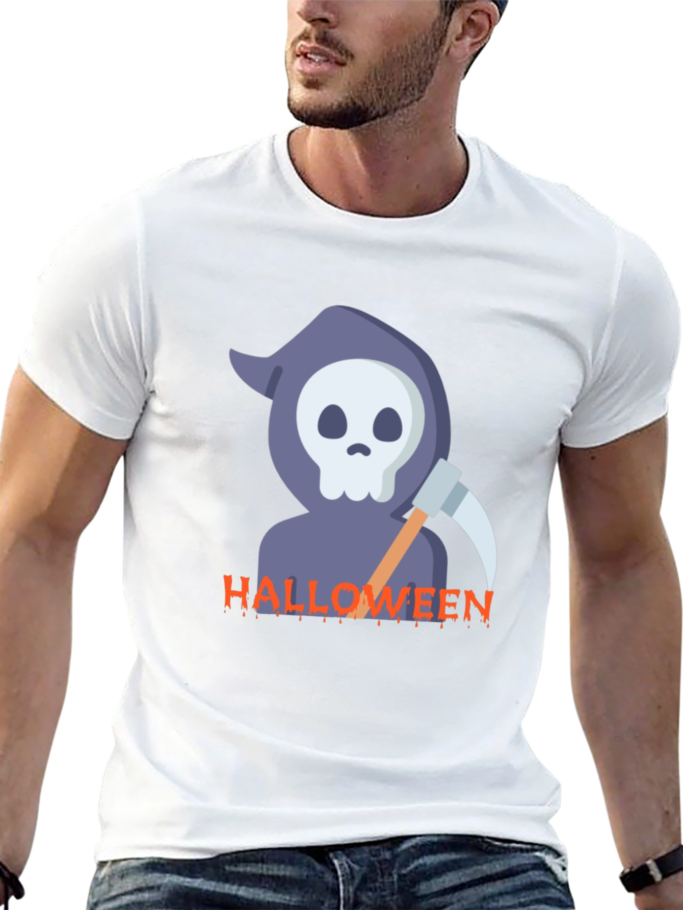 Halloween Reaper Graphic Black T-Shirt