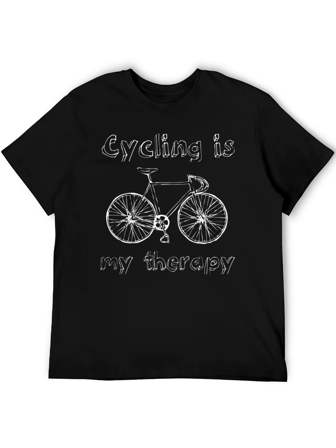 Cycling Is My Therapy Graphic Tee - Black