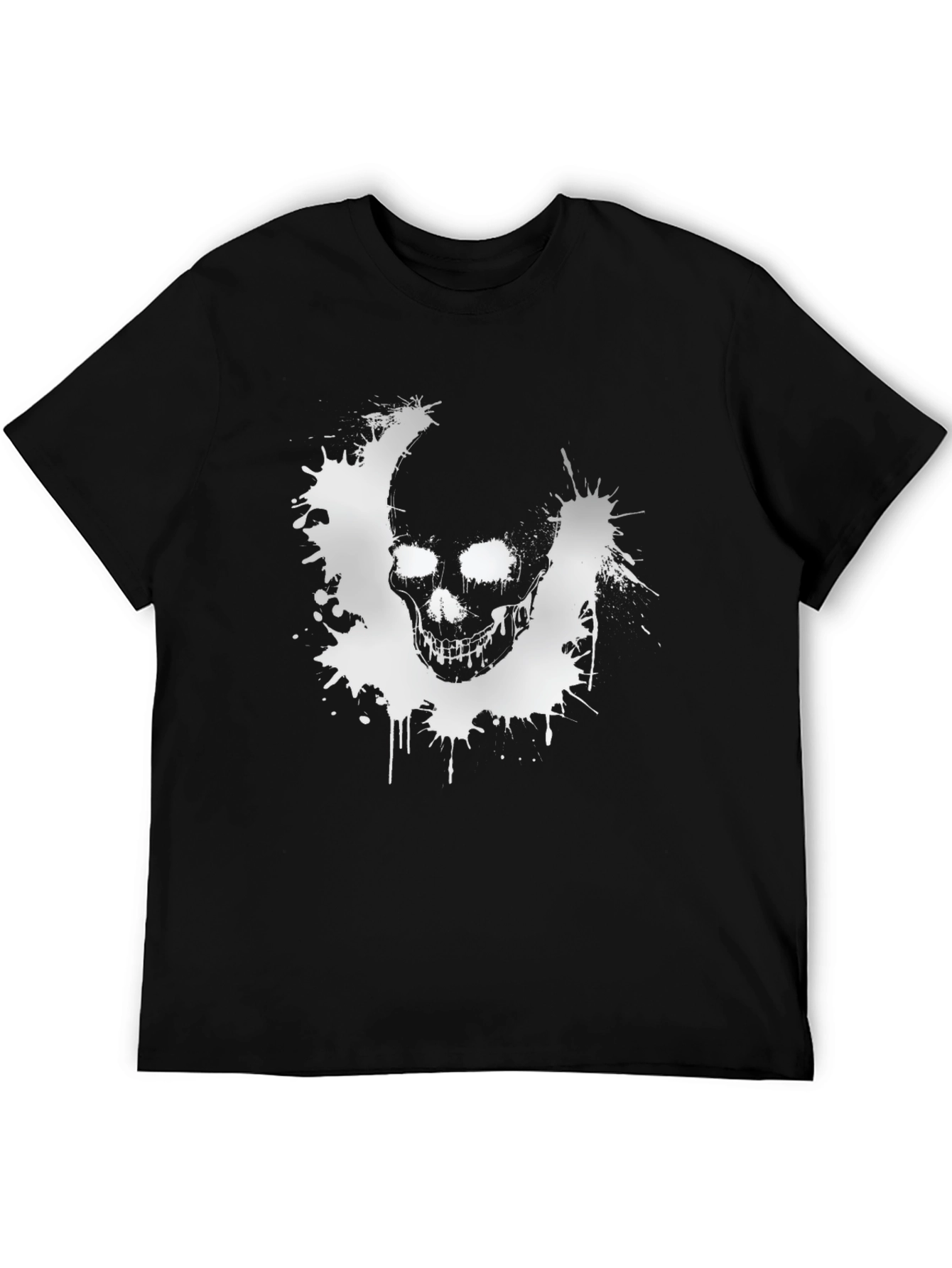 Skull Splatter Graphic T-Shirt - Black