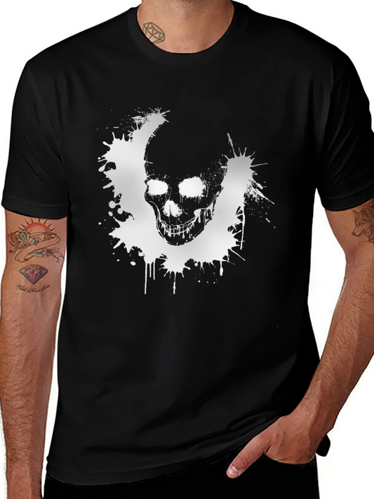 Skull Splatter Graphic T-Shirt - Black