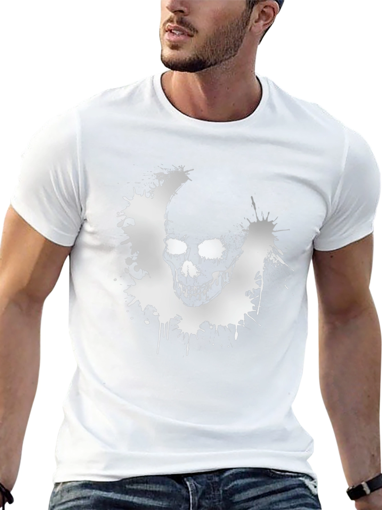 Skull Splatter Graphic T-Shirt - Black
