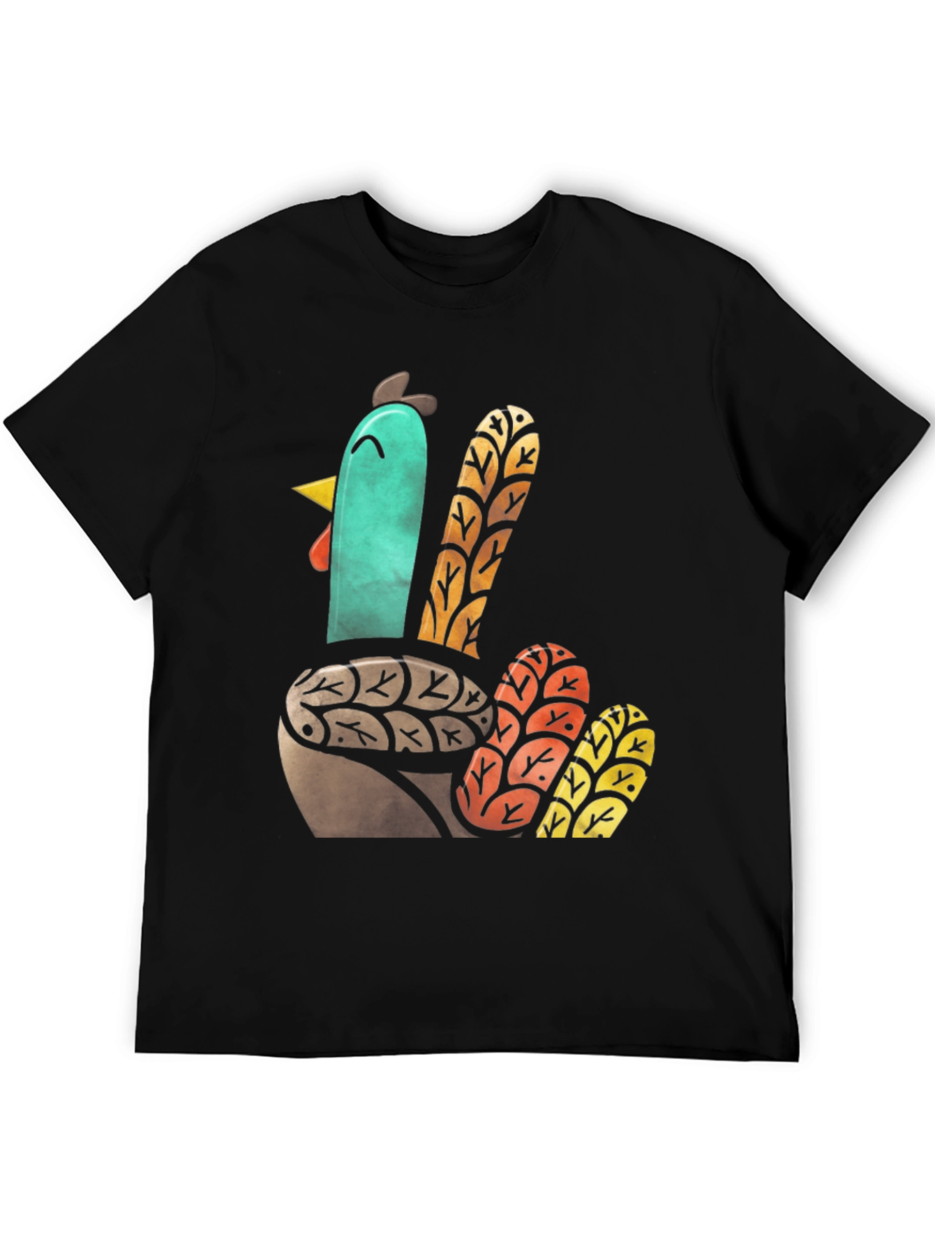 Thanksgiving Turkey Graphic Tee - Black Cotton T-Shirt