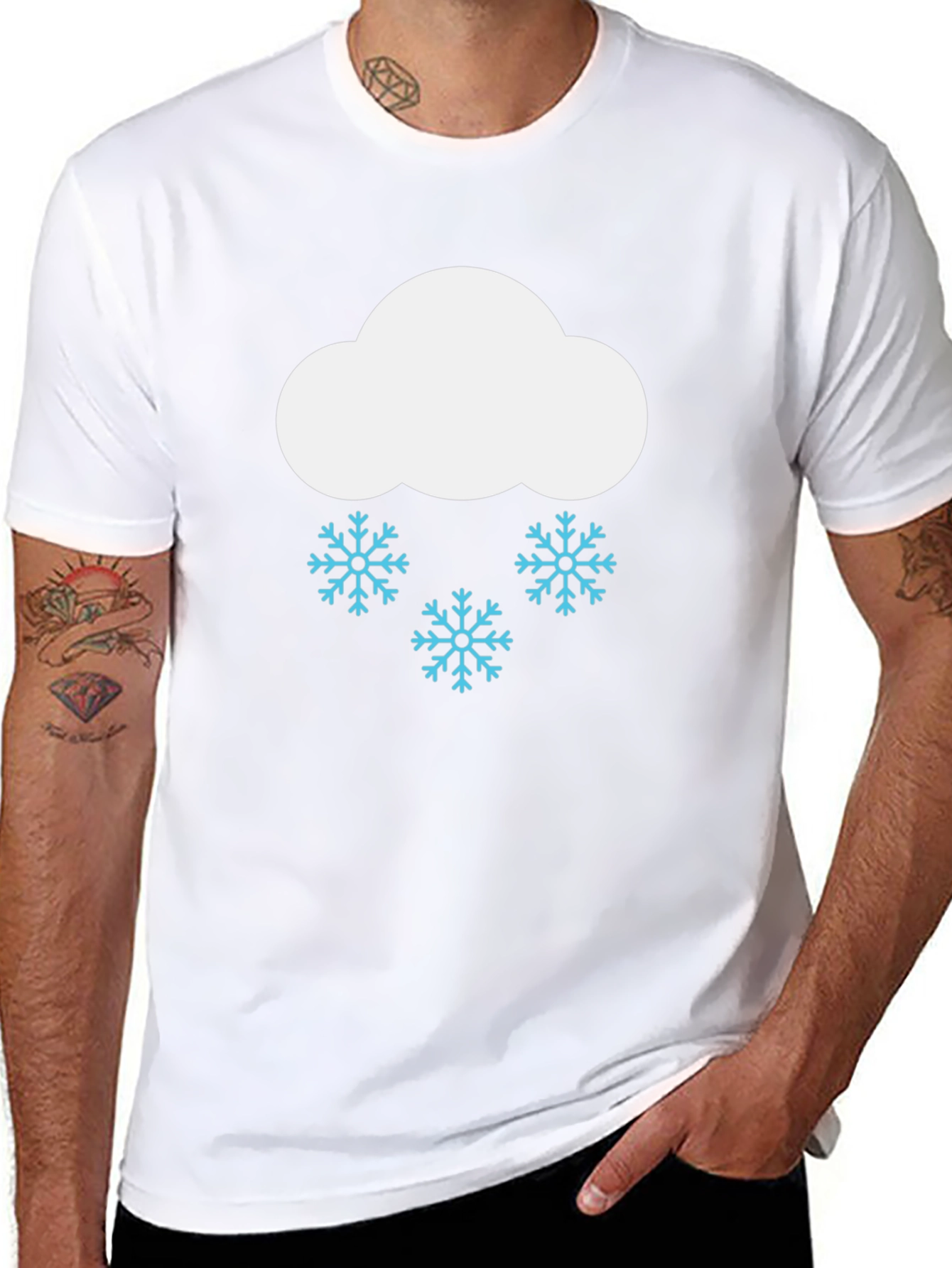 Snowy Cloud Graphic T-Shirt - Black Cotton Tee