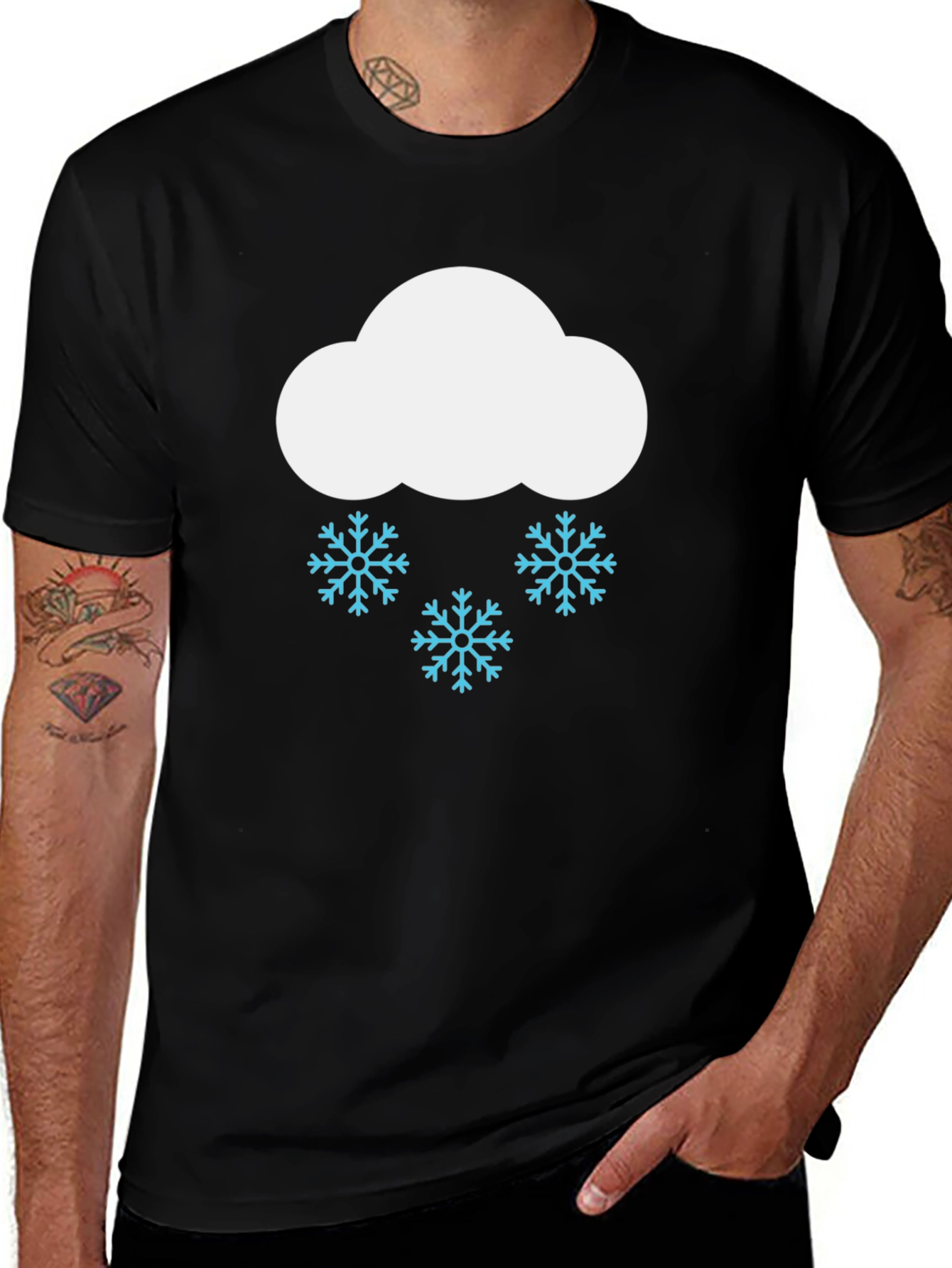 Snowy Cloud Graphic T-Shirt - Black Cotton Tee