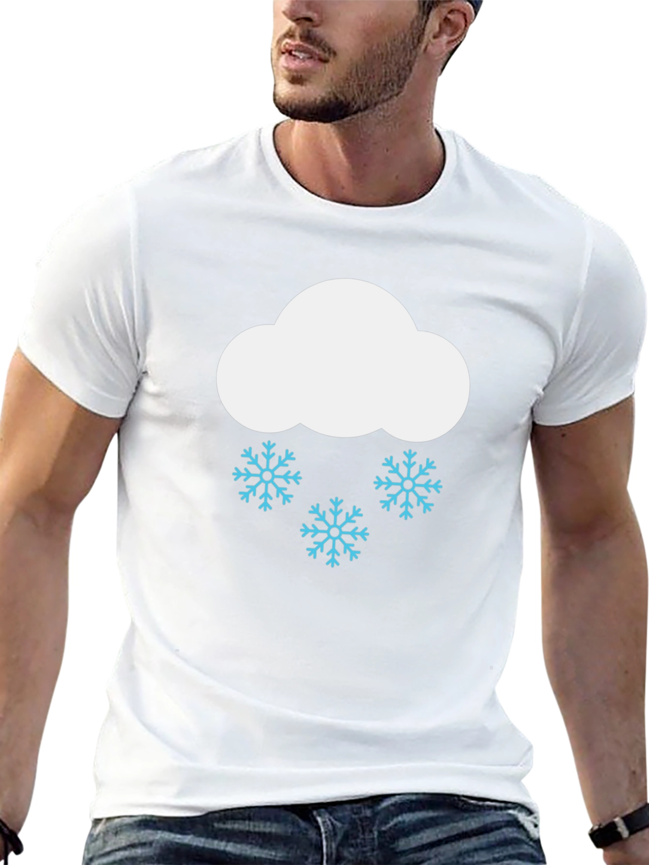 Snowy Cloud Graphic T-Shirt - Black Cotton Tee