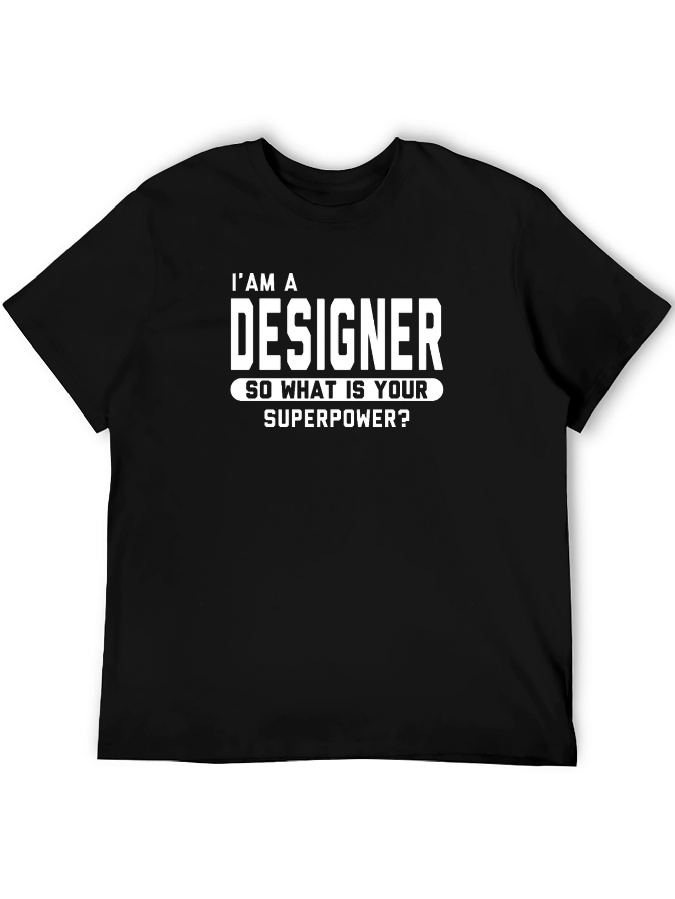 Designer Superpower Graphic Tee - Black Cotton Casual T-Shirt
