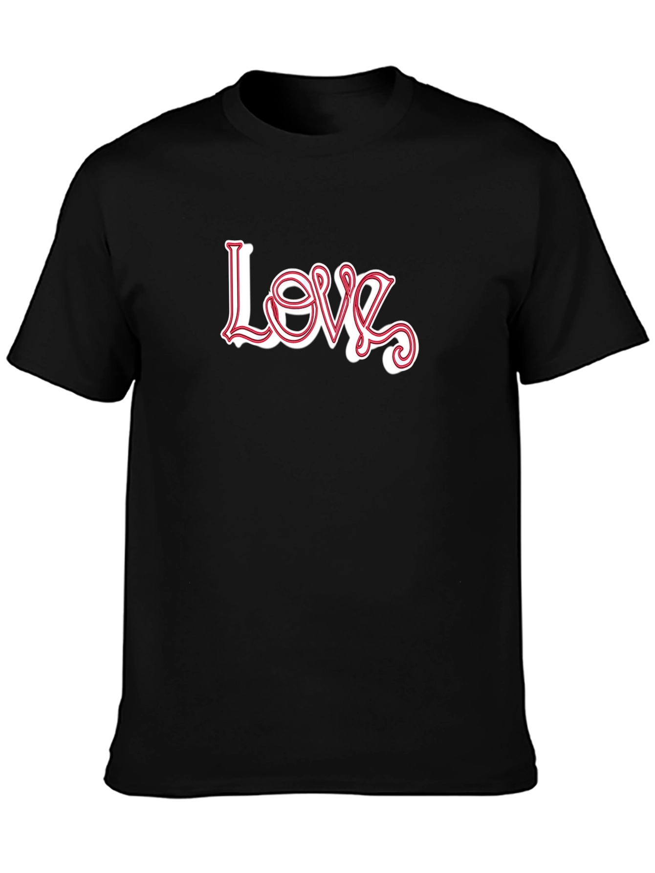 Stylish Love Graphic Print Black T-Shirt
