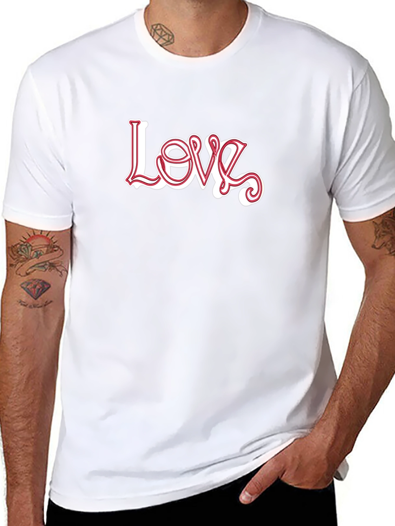 Stylish Love Graphic Print Black T-Shirt