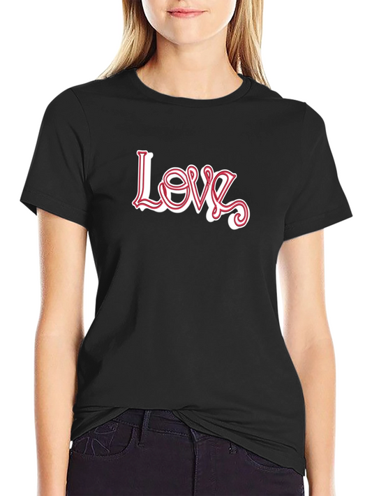 Stylish Love Graphic Print Black T-Shirt