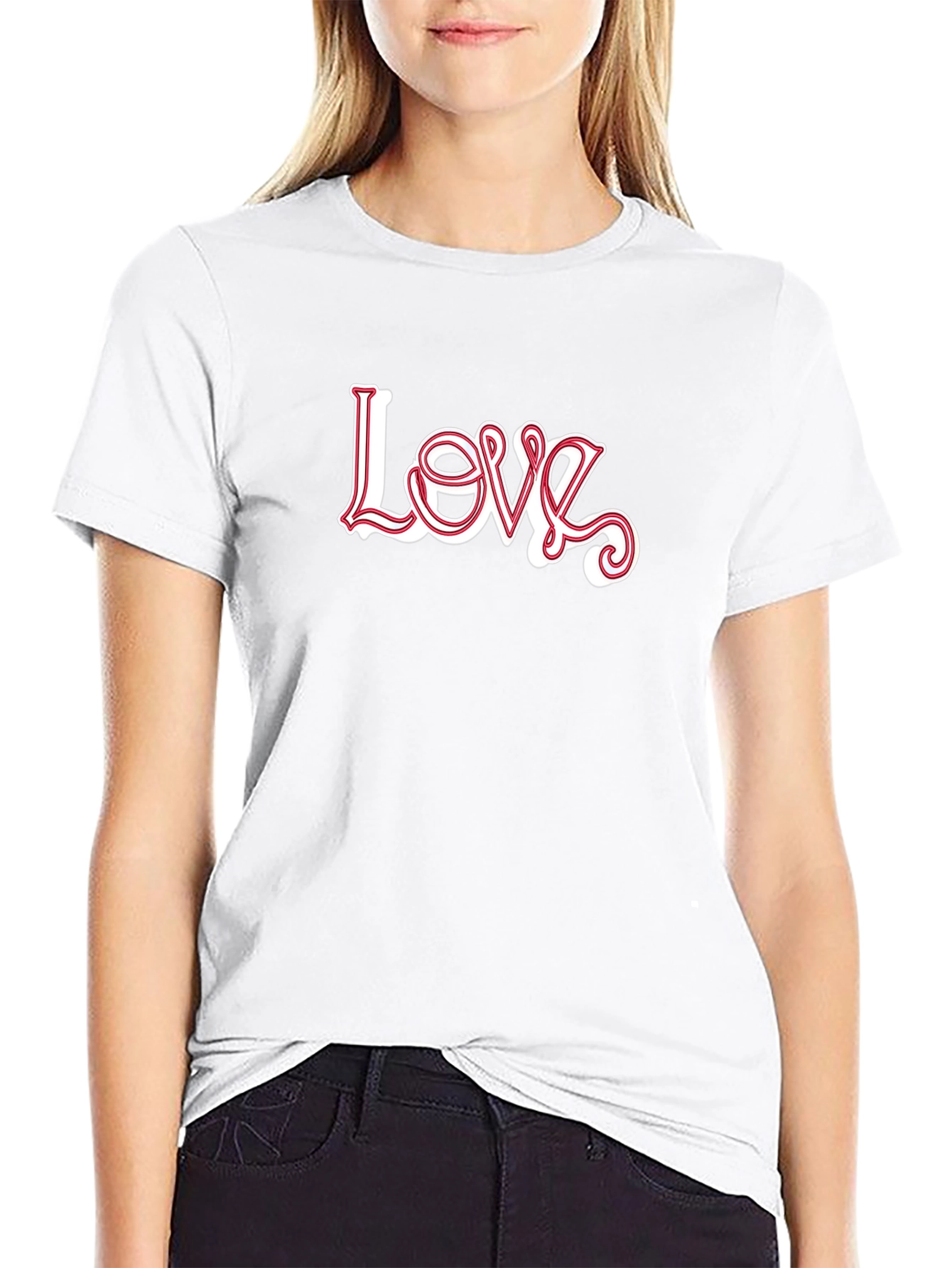 Stylish Love Graphic Print Black T-Shirt