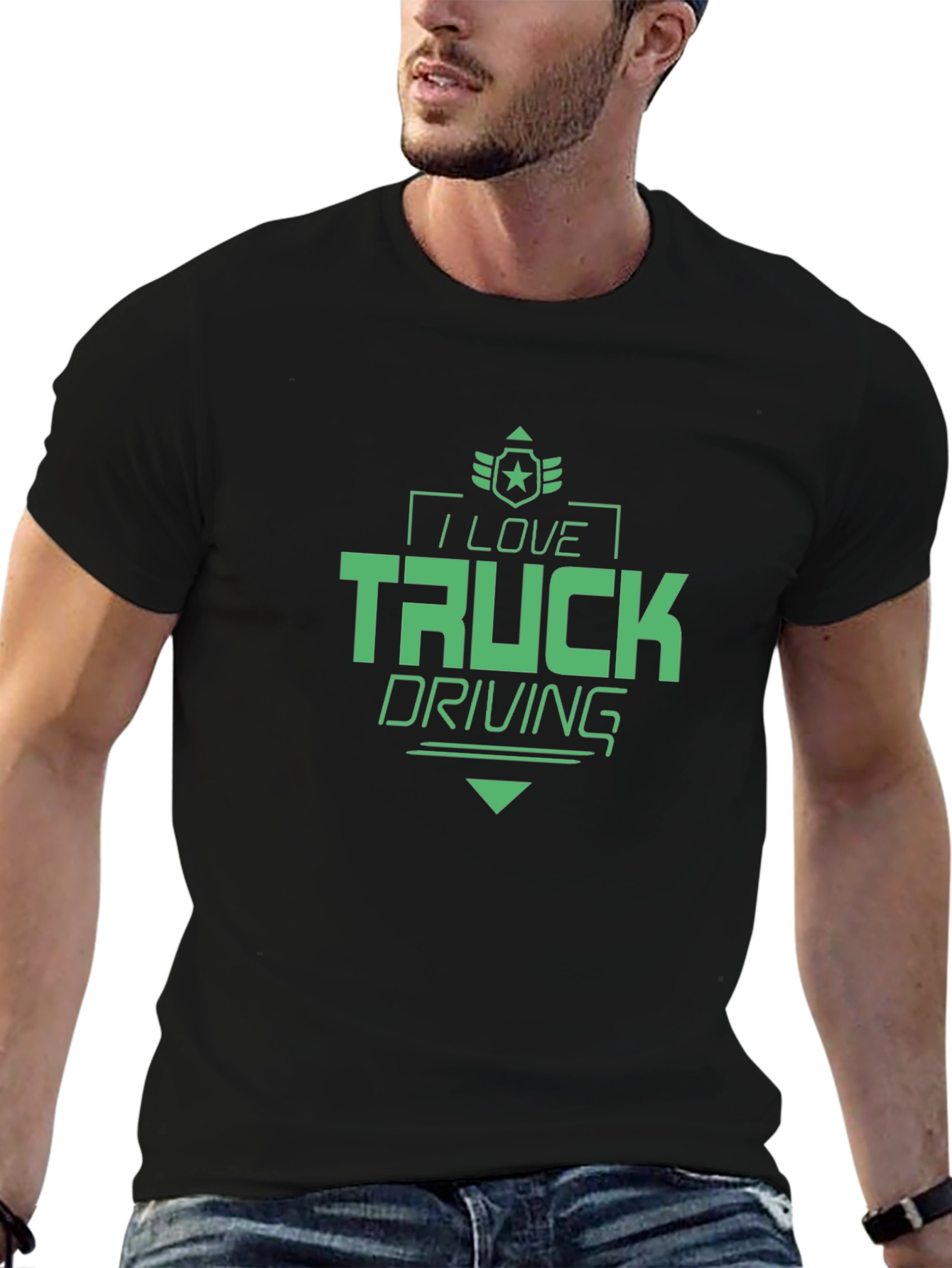 I Love Truck Driving Black T-Shirt