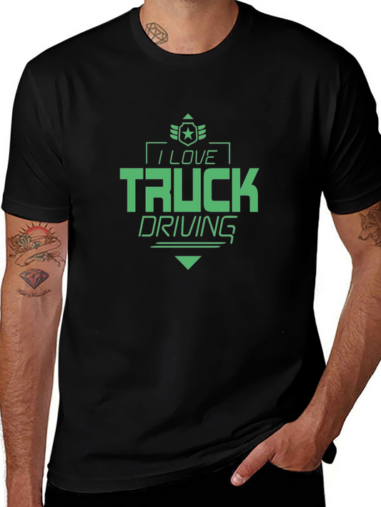 I Love Truck Driving Black T-Shirt