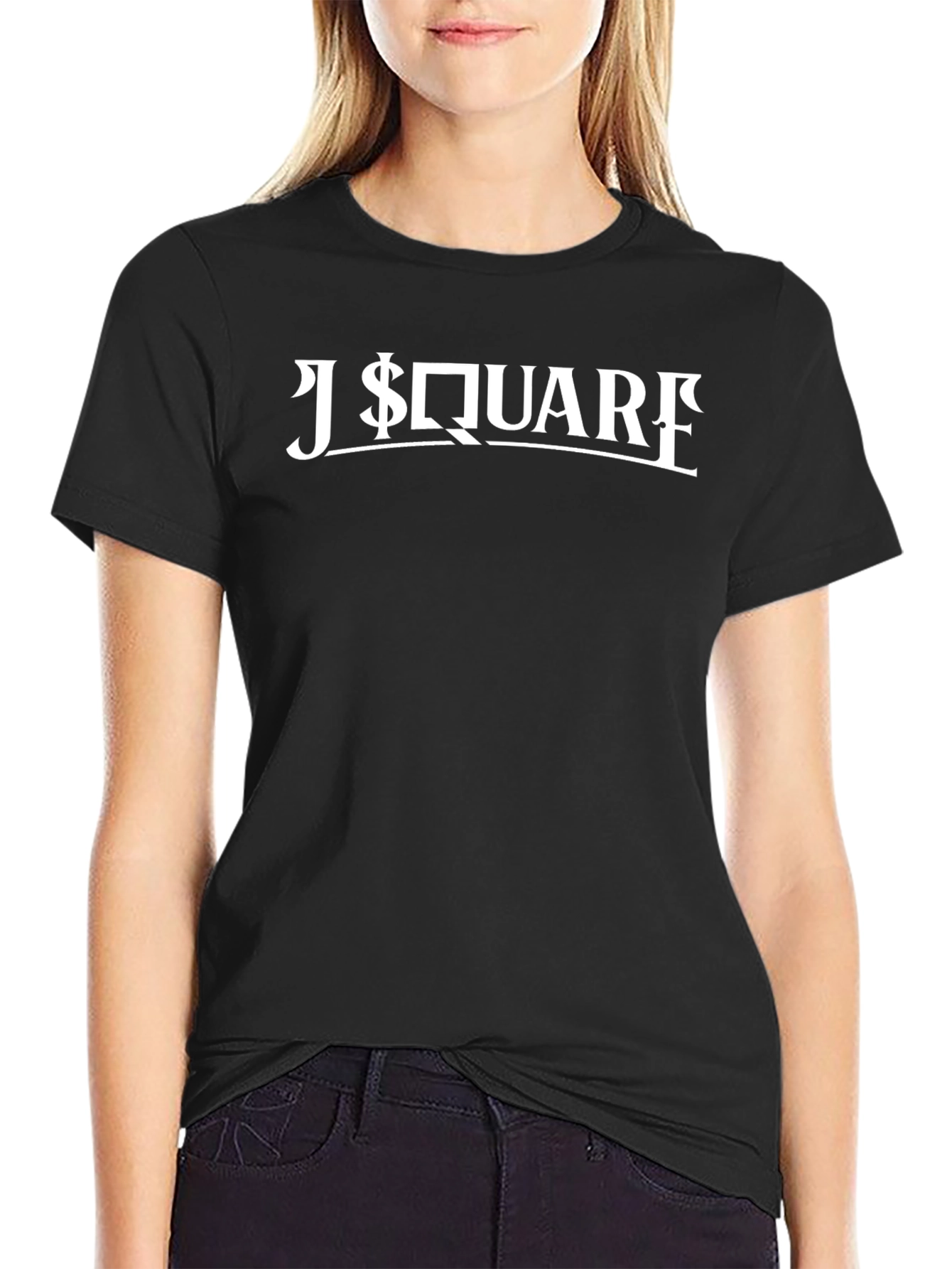 J$quare Black Graphic T-Shirt