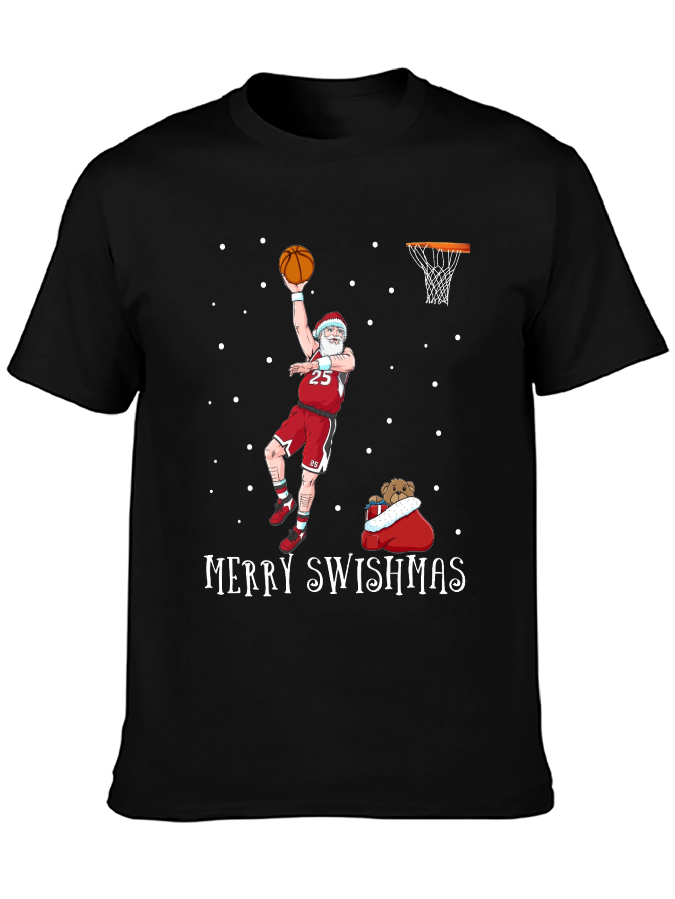 Merry Swishmas Santa Basketball Graphic T-Shirt