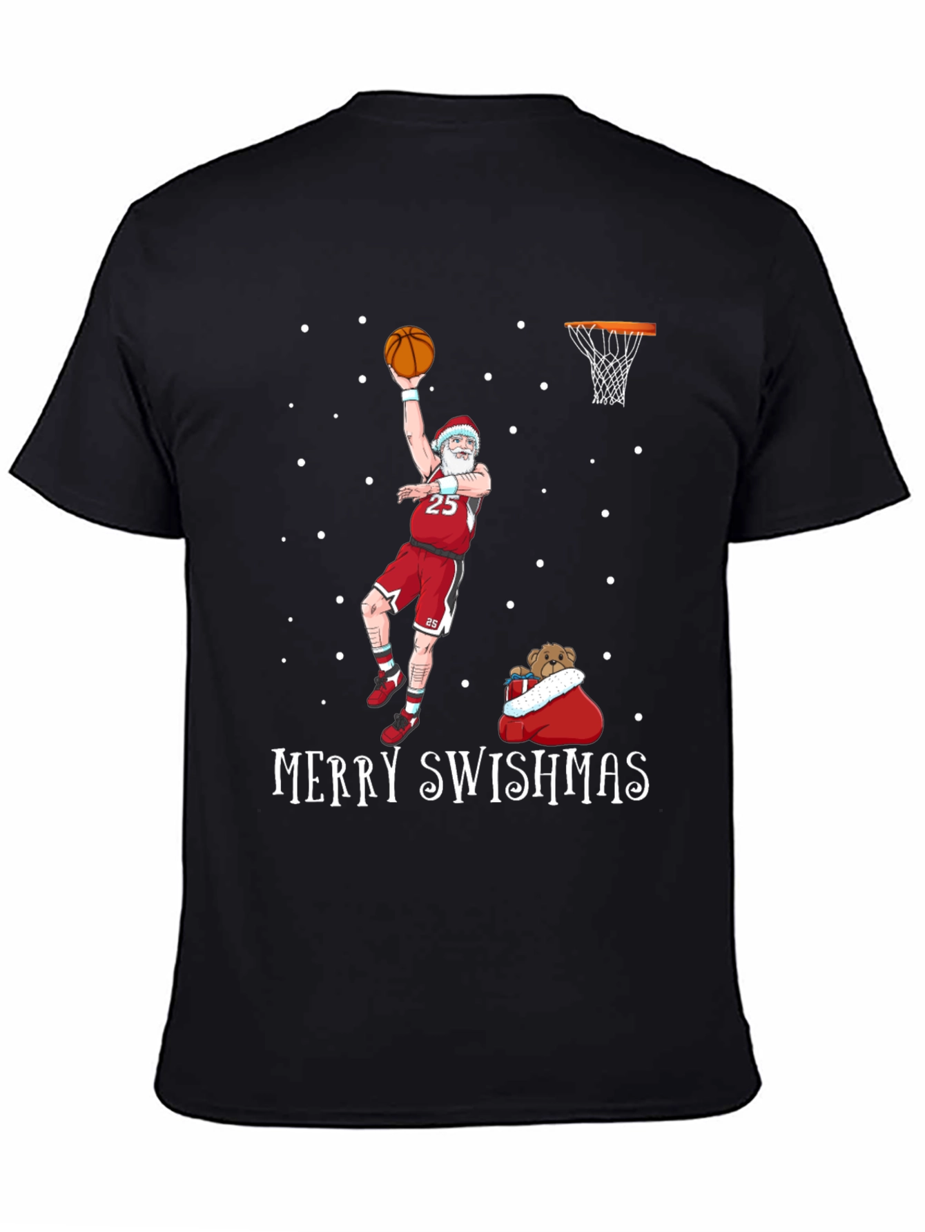 Merry Swishmas Santa Basketball Graphic T-Shirt