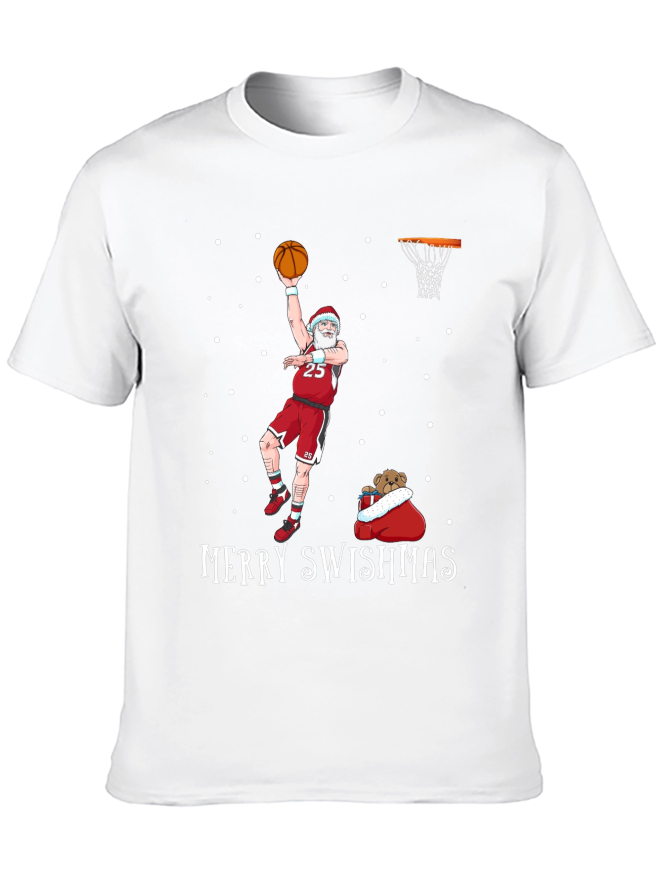 Merry Swishmas Santa Basketball Graphic T-Shirt