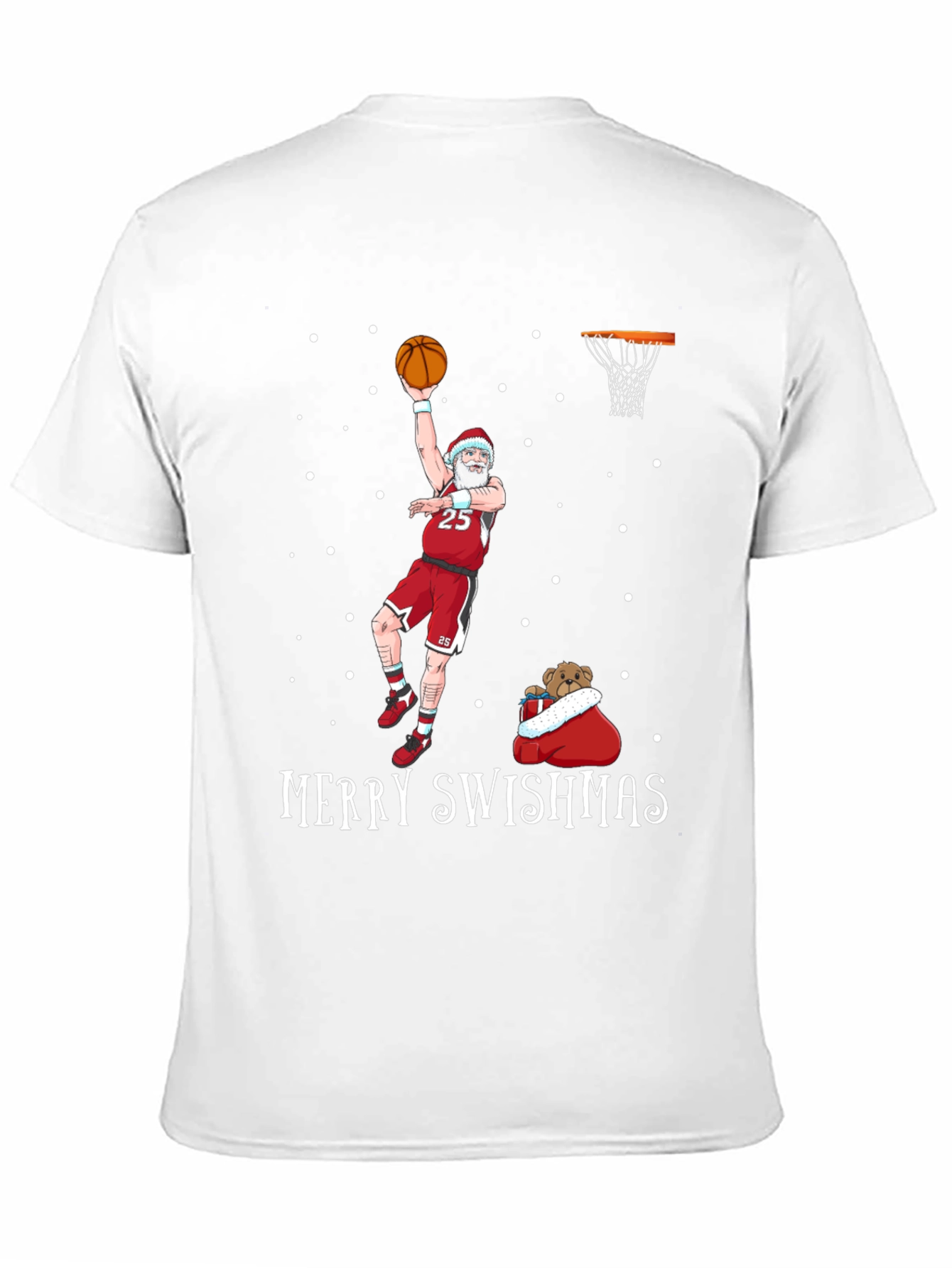 Merry Swishmas Santa Basketball Graphic T-Shirt