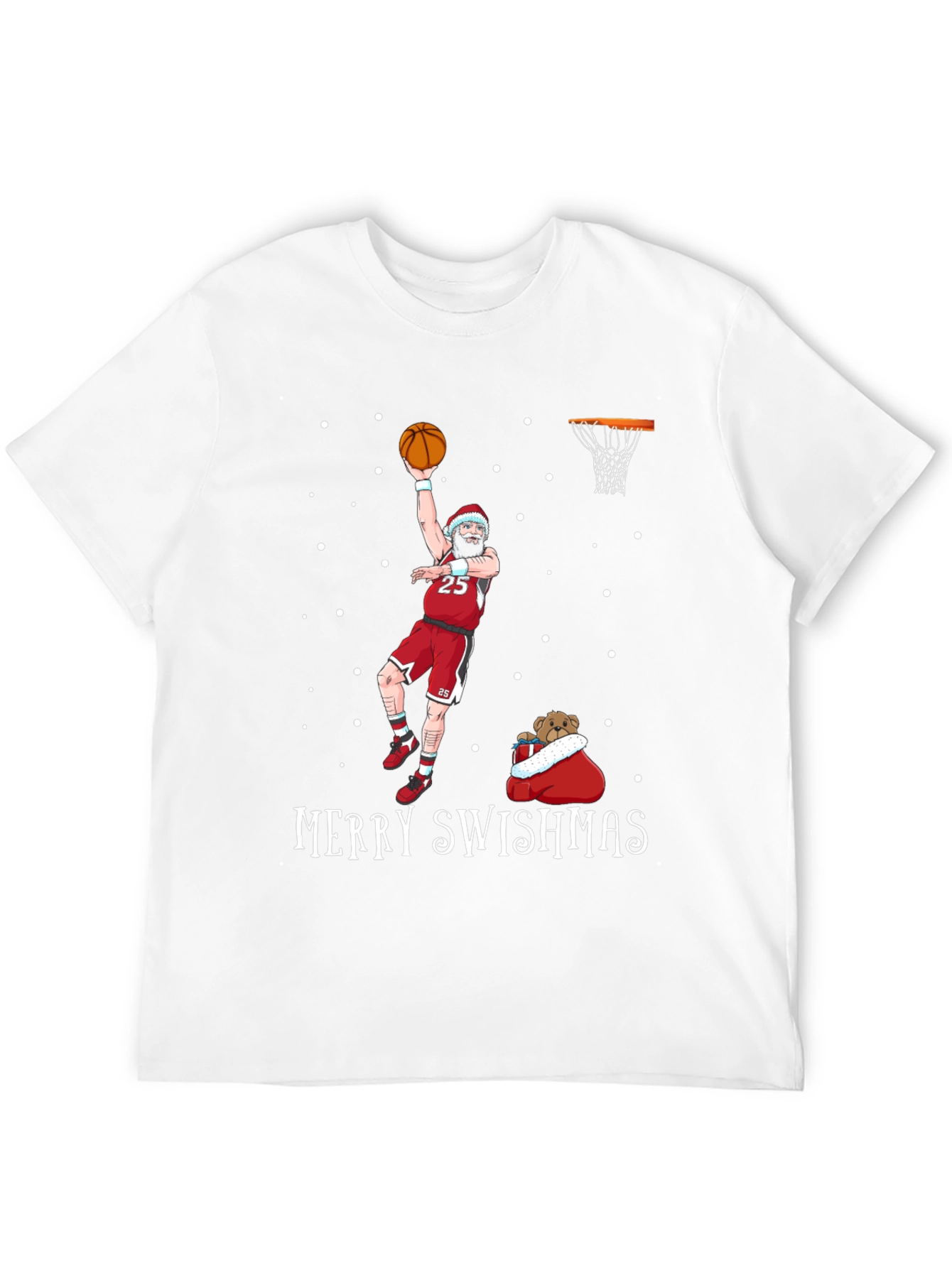 Merry Swishmas Santa Basketball Graphic T-Shirt