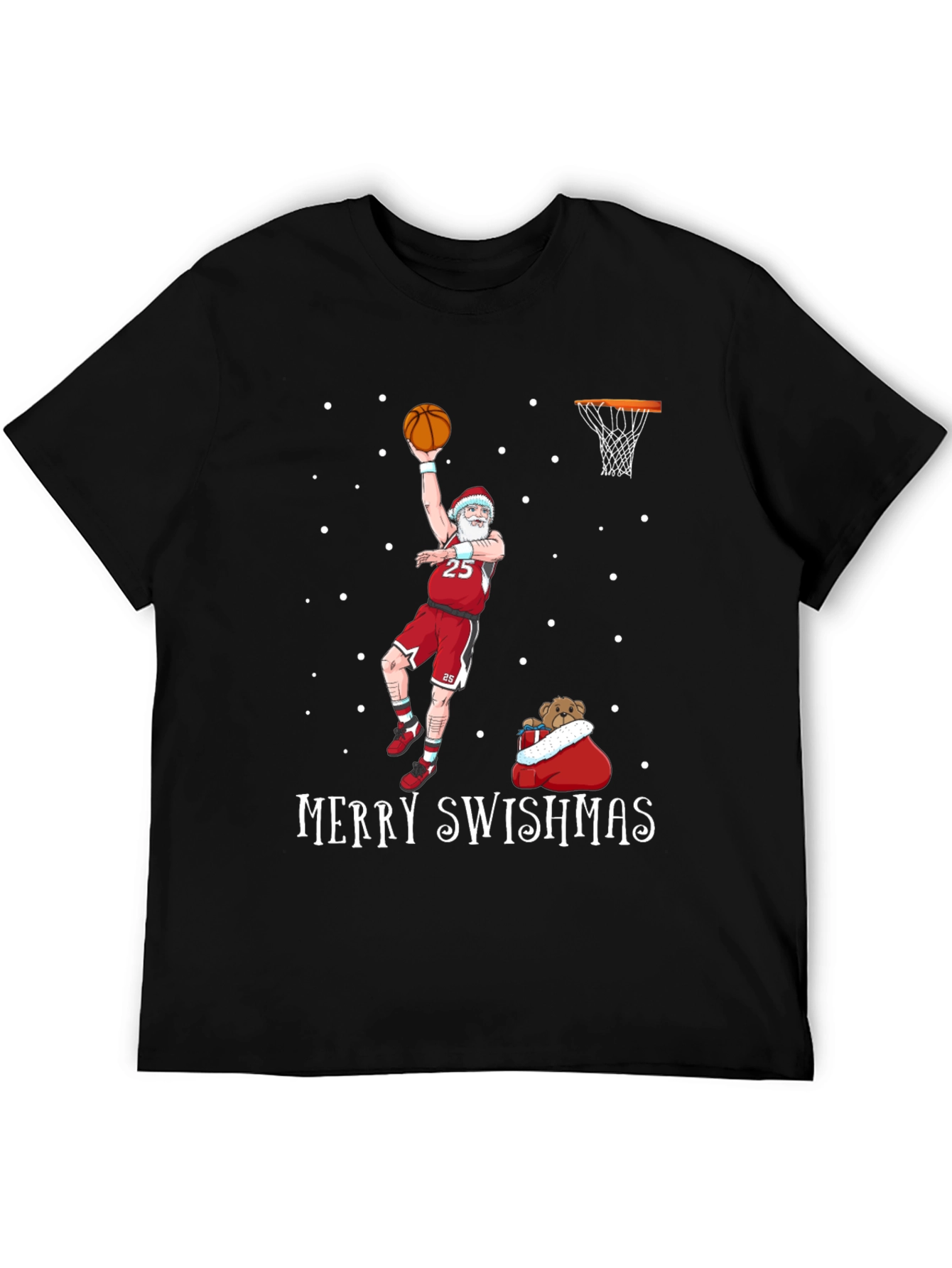 Merry Swishmas Santa Basketball Graphic T-Shirt