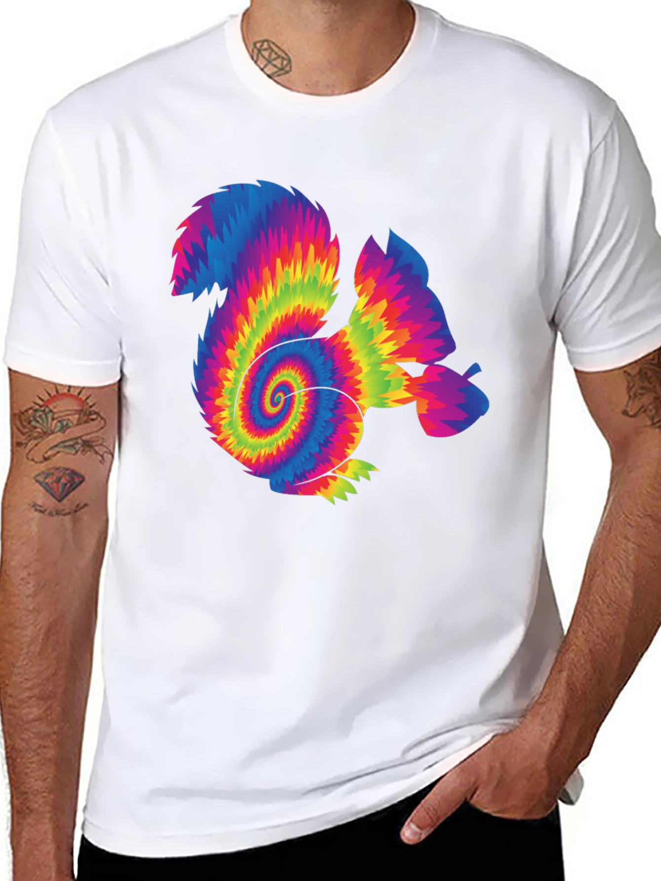 Psychedelic Tie-Dye Squirrel Graphic T-Shirt