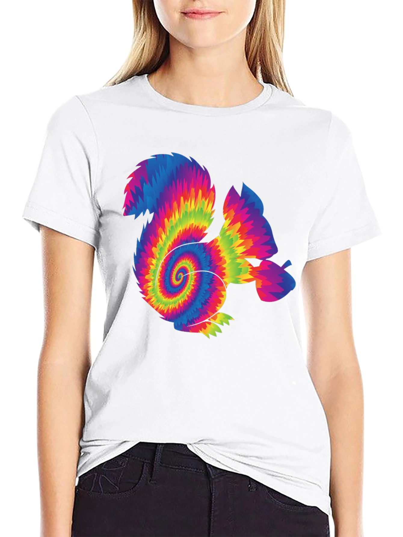 Psychedelic Tie-Dye Squirrel Graphic T-Shirt