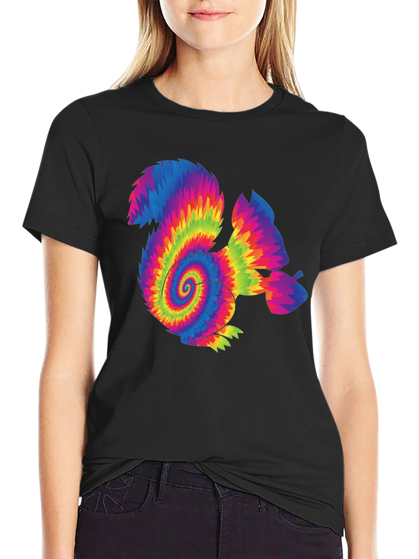 Psychedelic Tie-Dye Squirrel Graphic T-Shirt