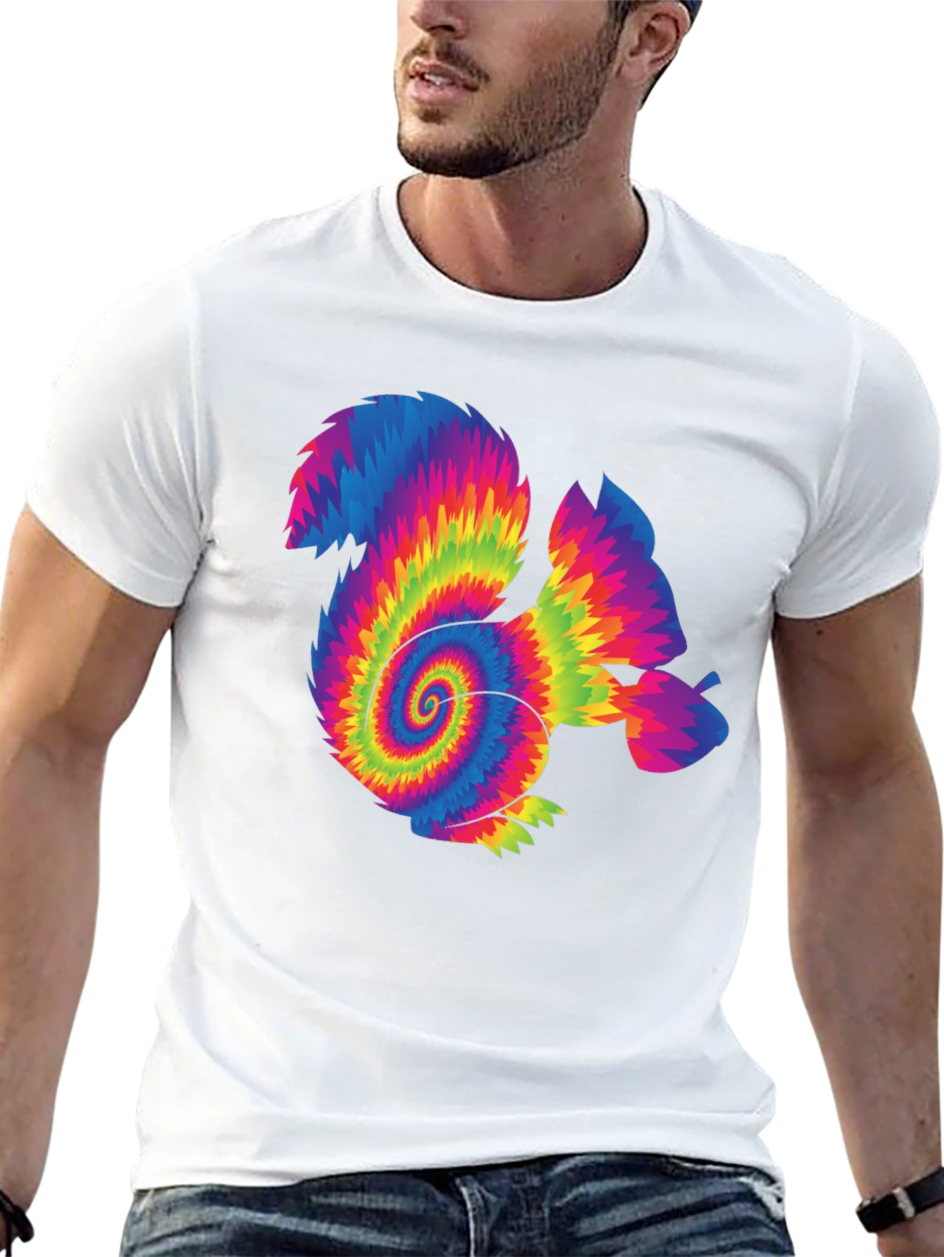 Psychedelic Tie-Dye Squirrel Graphic T-Shirt