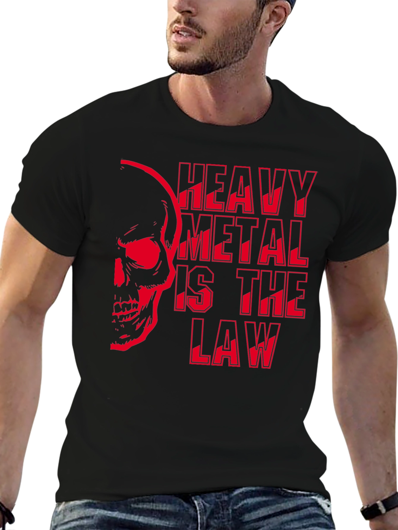 Heavy Metal Law Skull Graphic T-Shirt