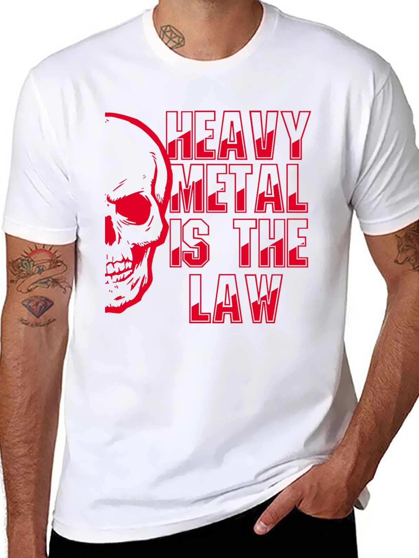 Heavy Metal Law Skull Graphic T-Shirt