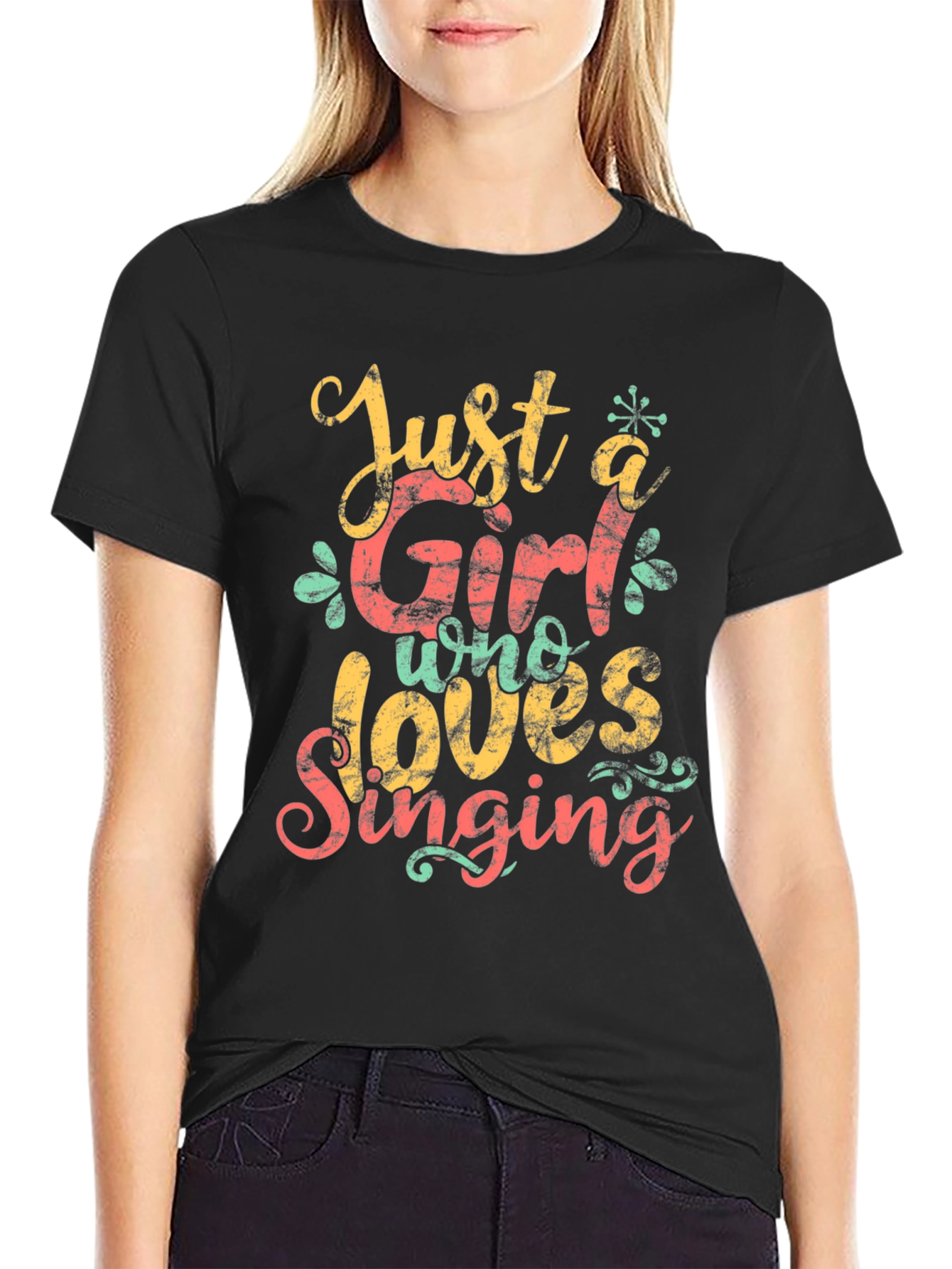 Just a Girl Who Loves Singing Black T-Shirt