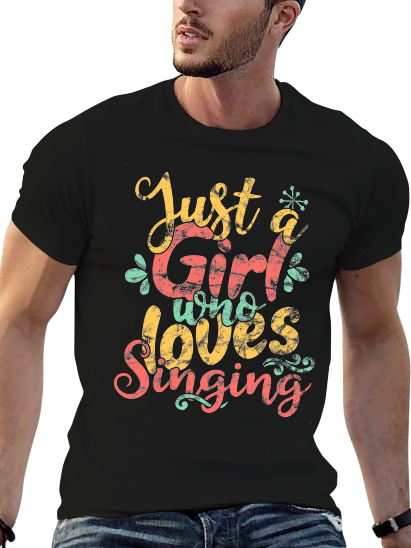 Just a Girl Who Loves Singing Black T-Shirt