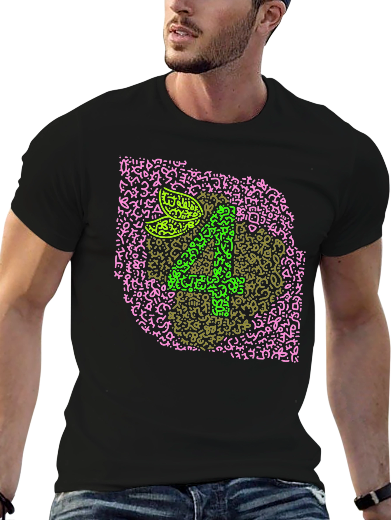 Eye Test Chart Tee - Black Crew Neck T-Shirt