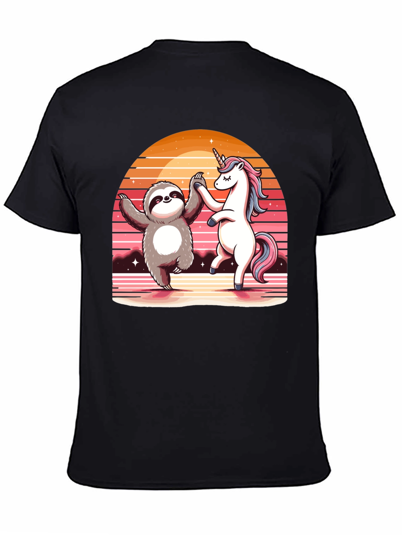 Sloth & Unicorn Dance Black T-Shirt