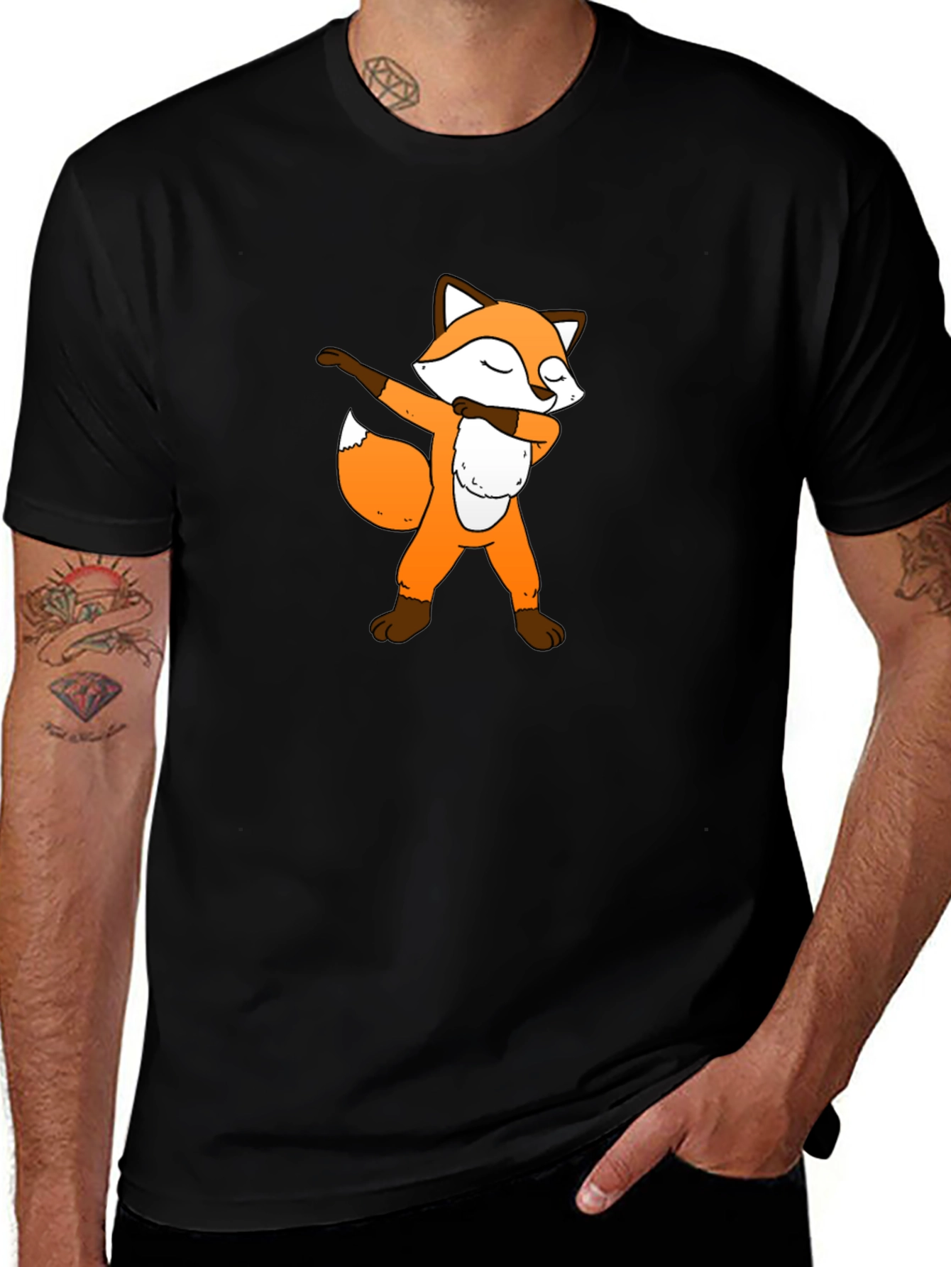 Dabbing Fox Black Graphic Tee