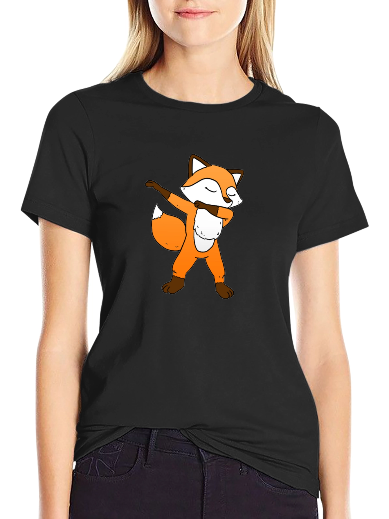 Dabbing Fox Black Graphic Tee