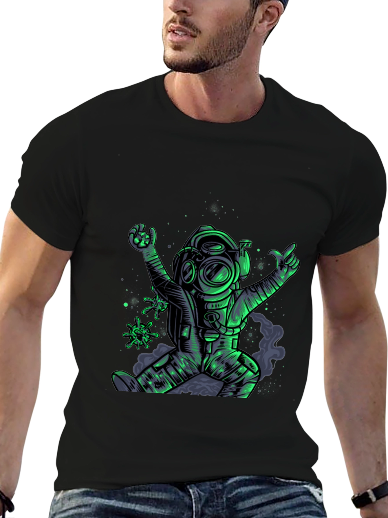 Biohazard Diver Graphic T-Shirt - Black