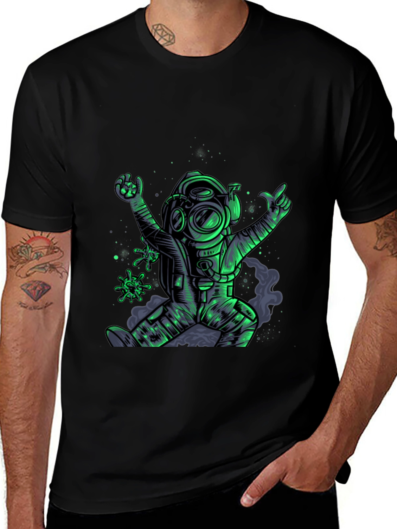 Biohazard Diver Graphic T-Shirt - Black