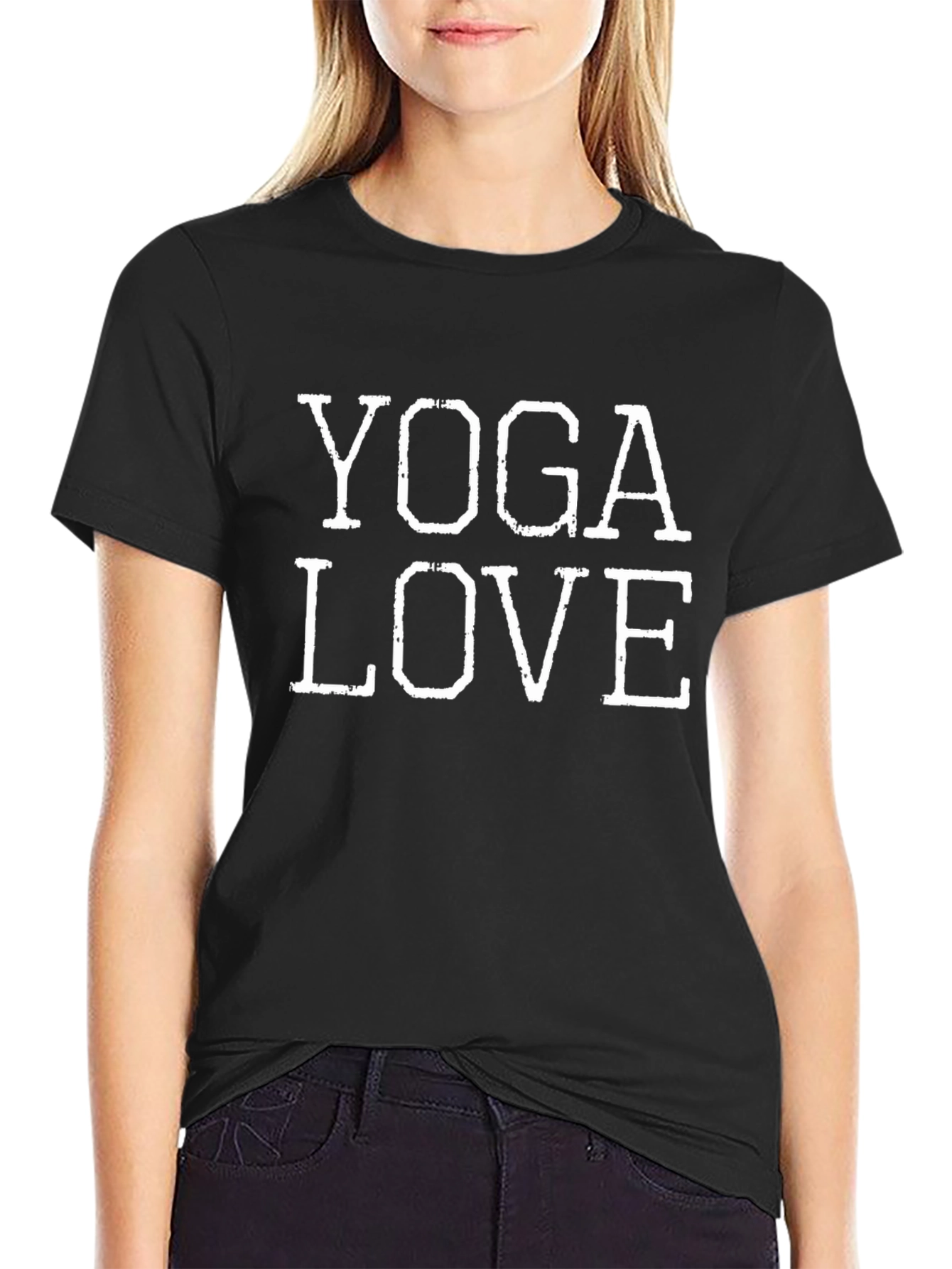 Yoga Love Graphic Tee - Black Cotton Blend