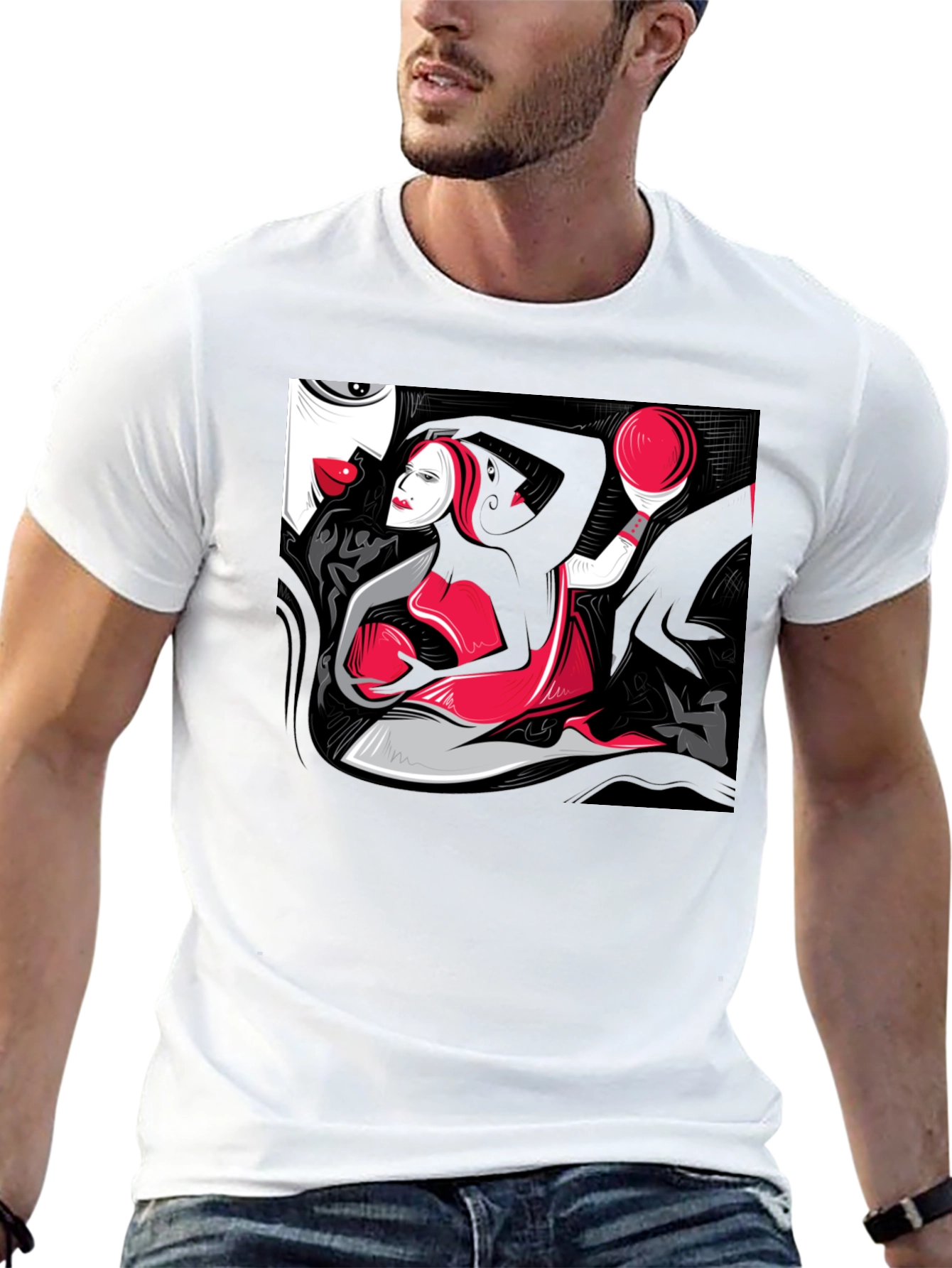 Abstract Art Graphic Tee - Modern Style Shirt