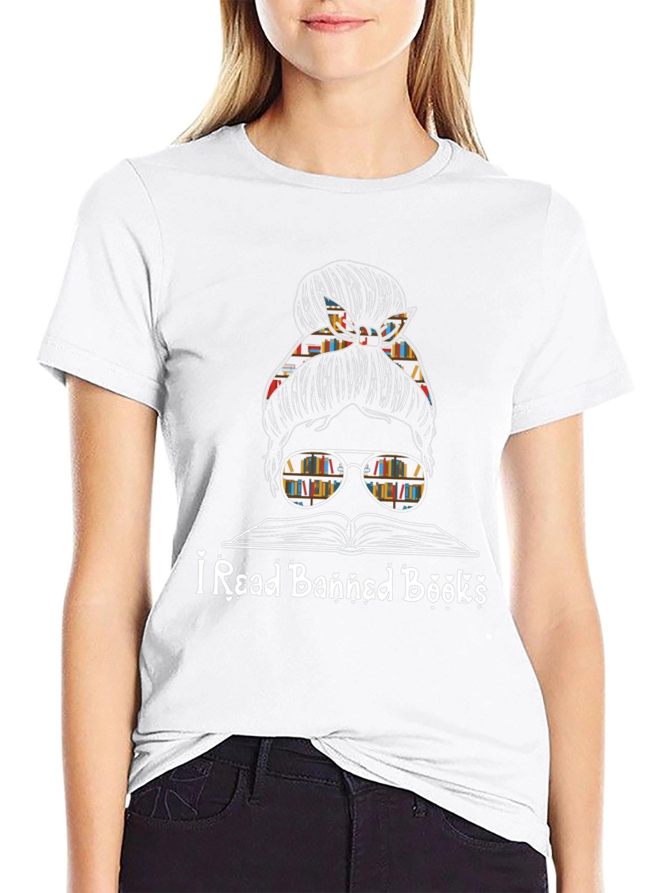 I Read Banned Books Messy Bun T-Shirt