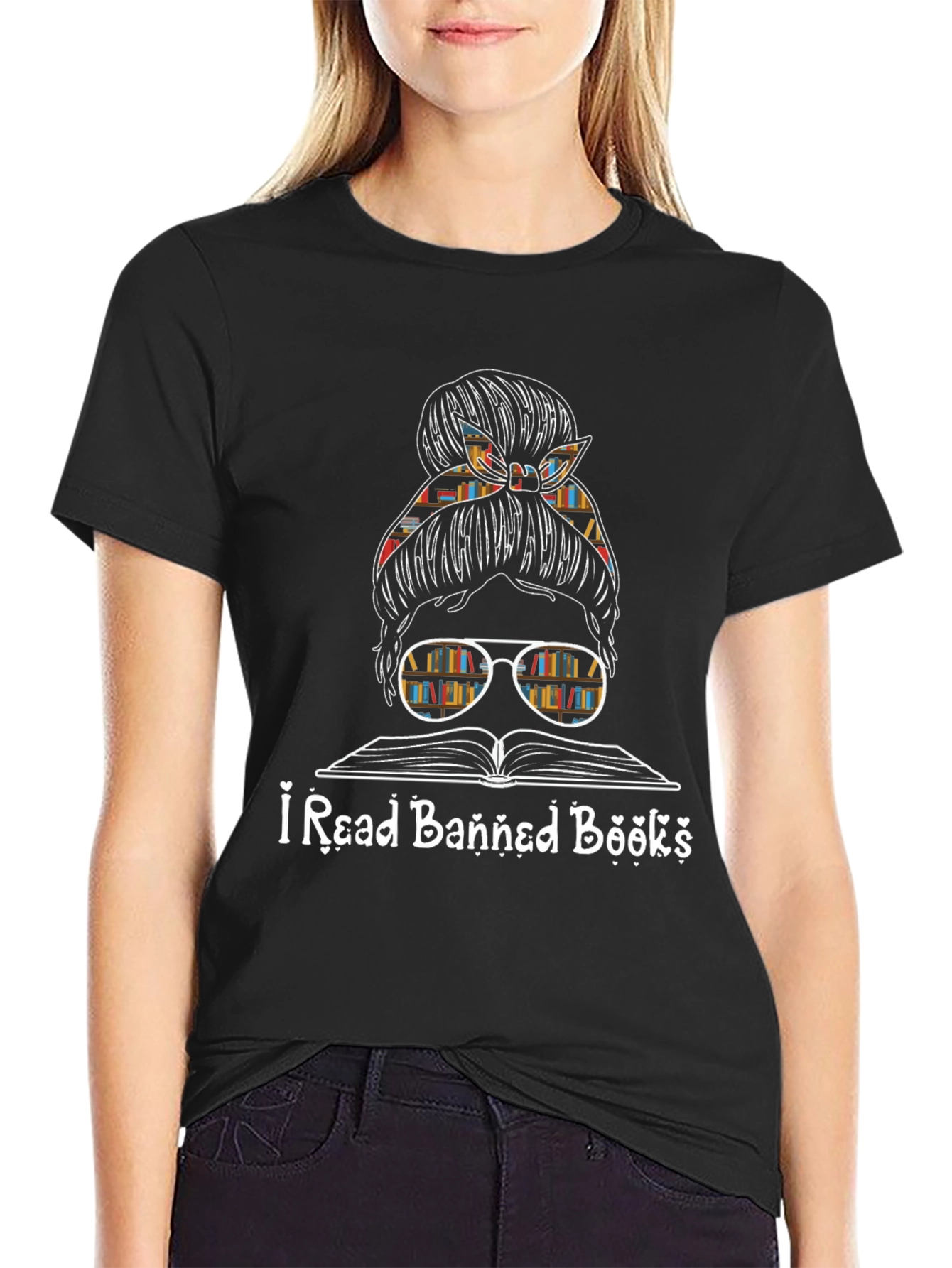 I Read Banned Books Messy Bun T-Shirt