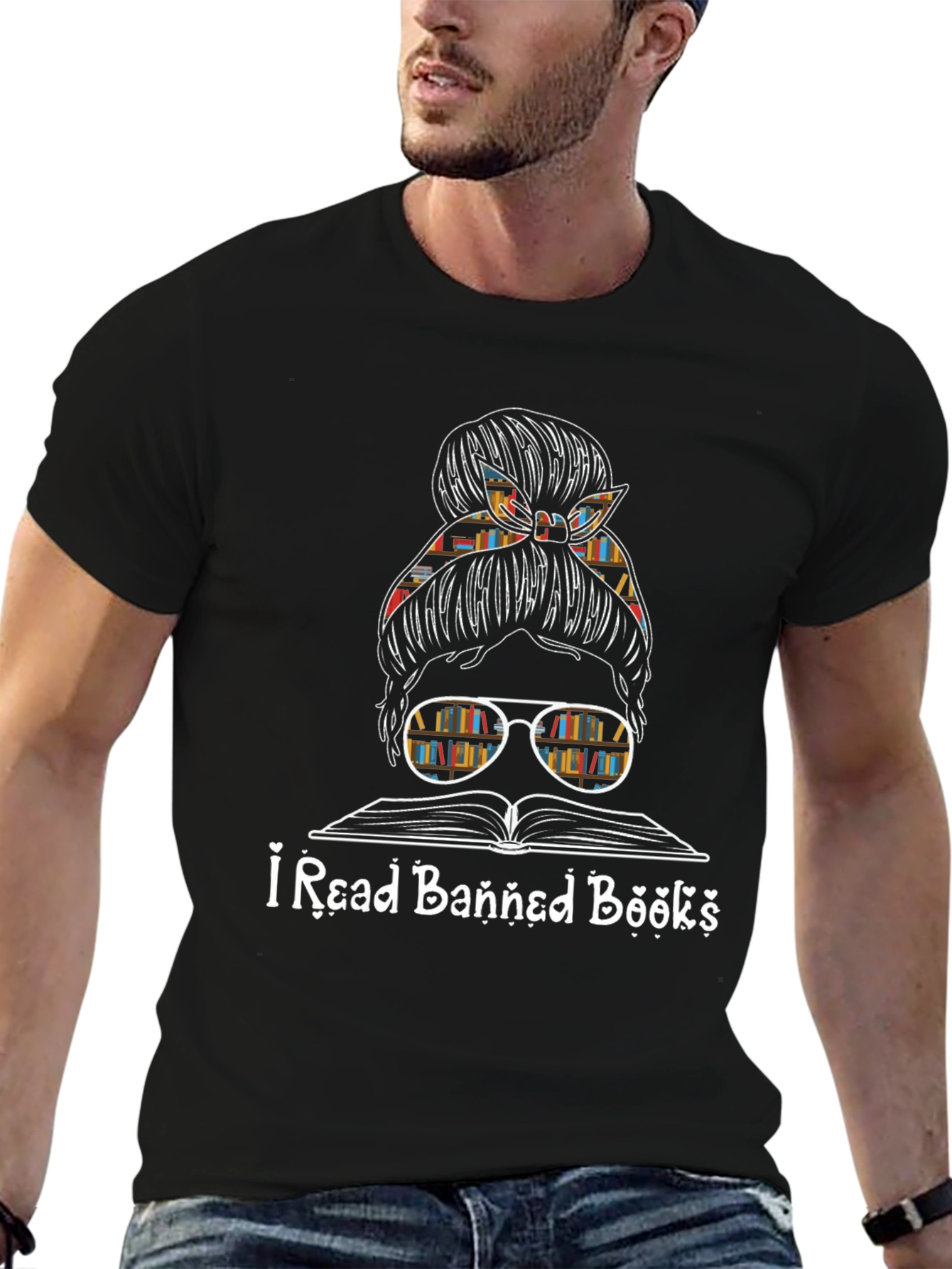 I Read Banned Books Messy Bun T-Shirt
