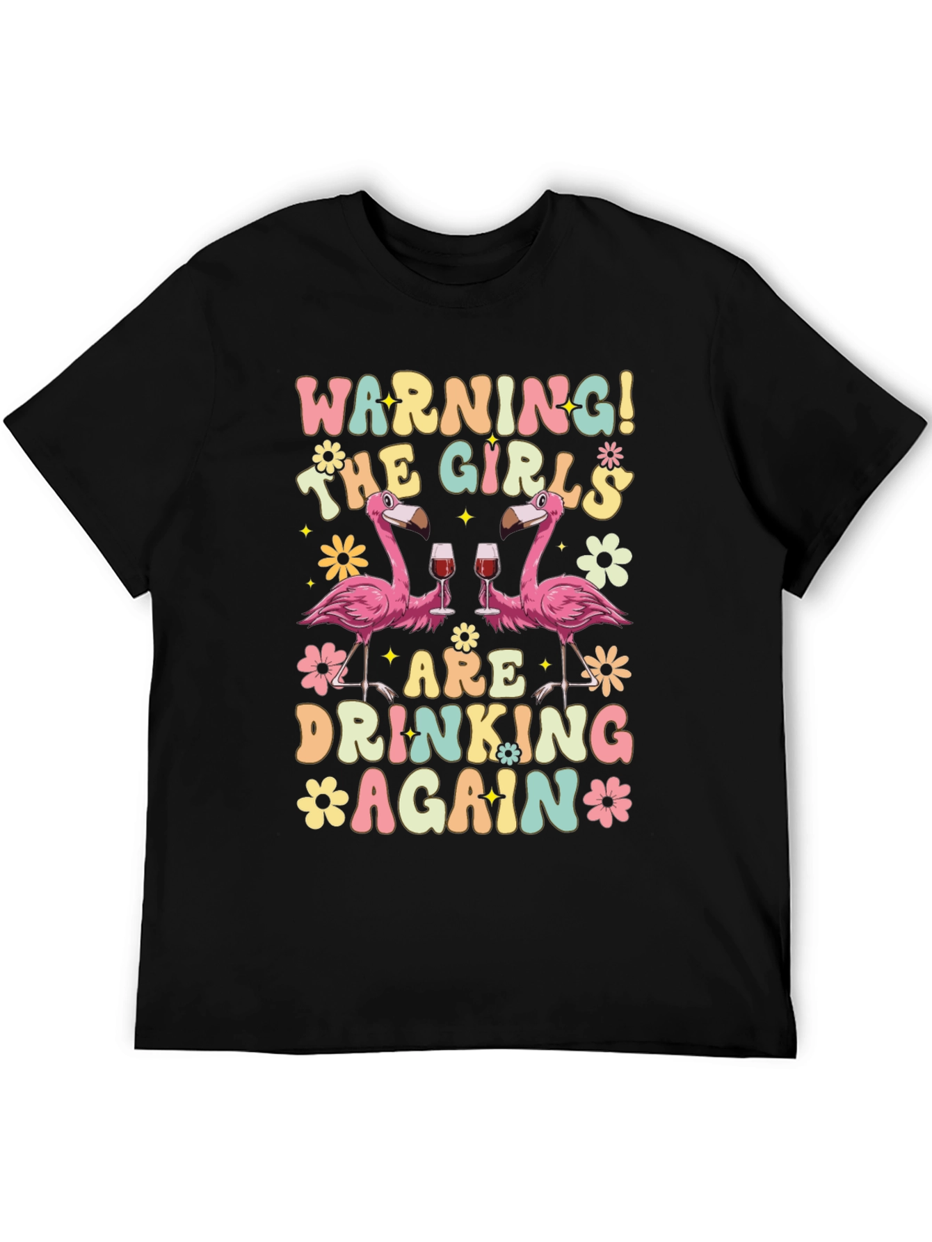 Warning! Girls Drinking Again Flamingo T-Shirt