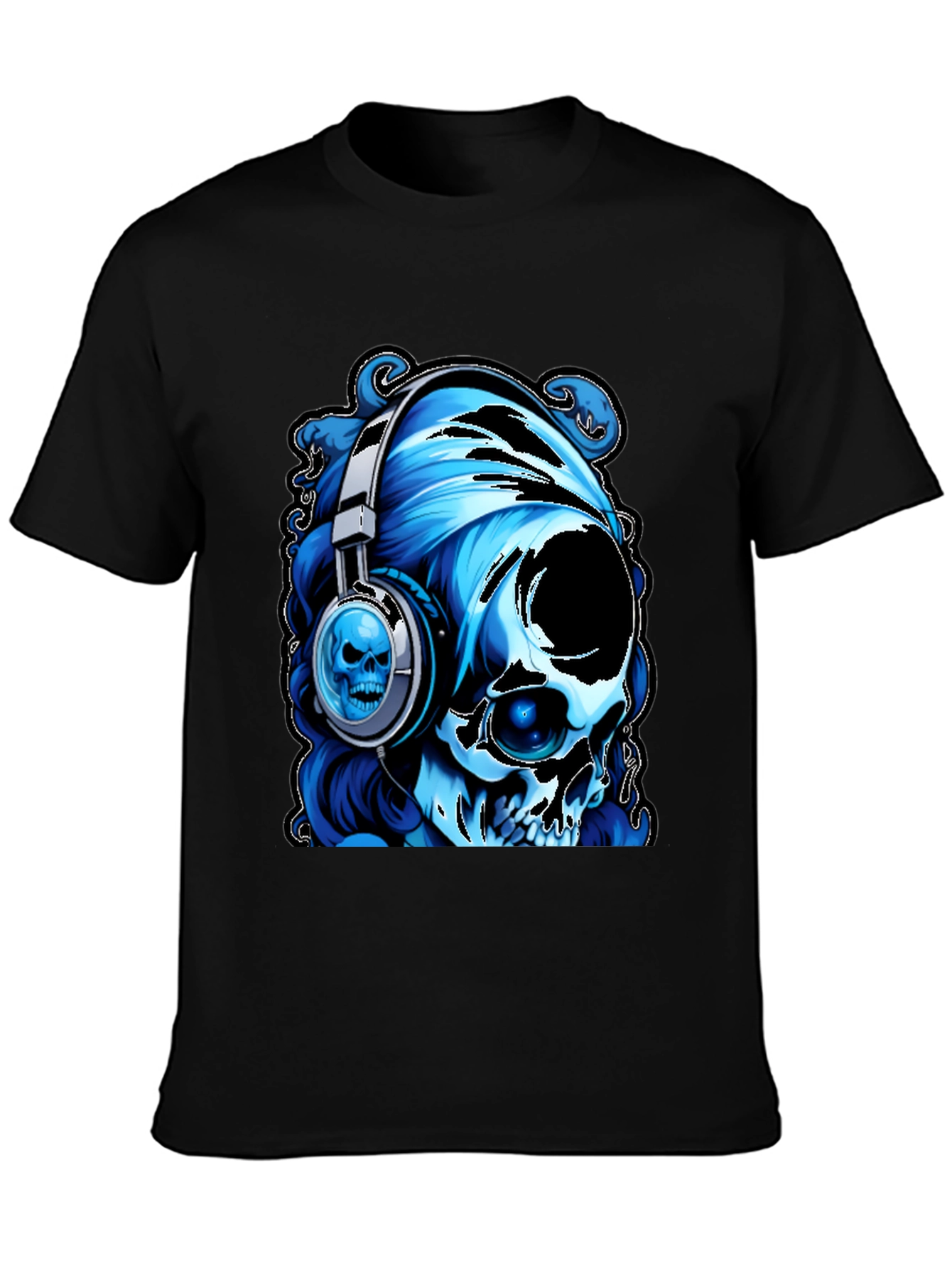 Skull with Headphones Graphic T-Shirt