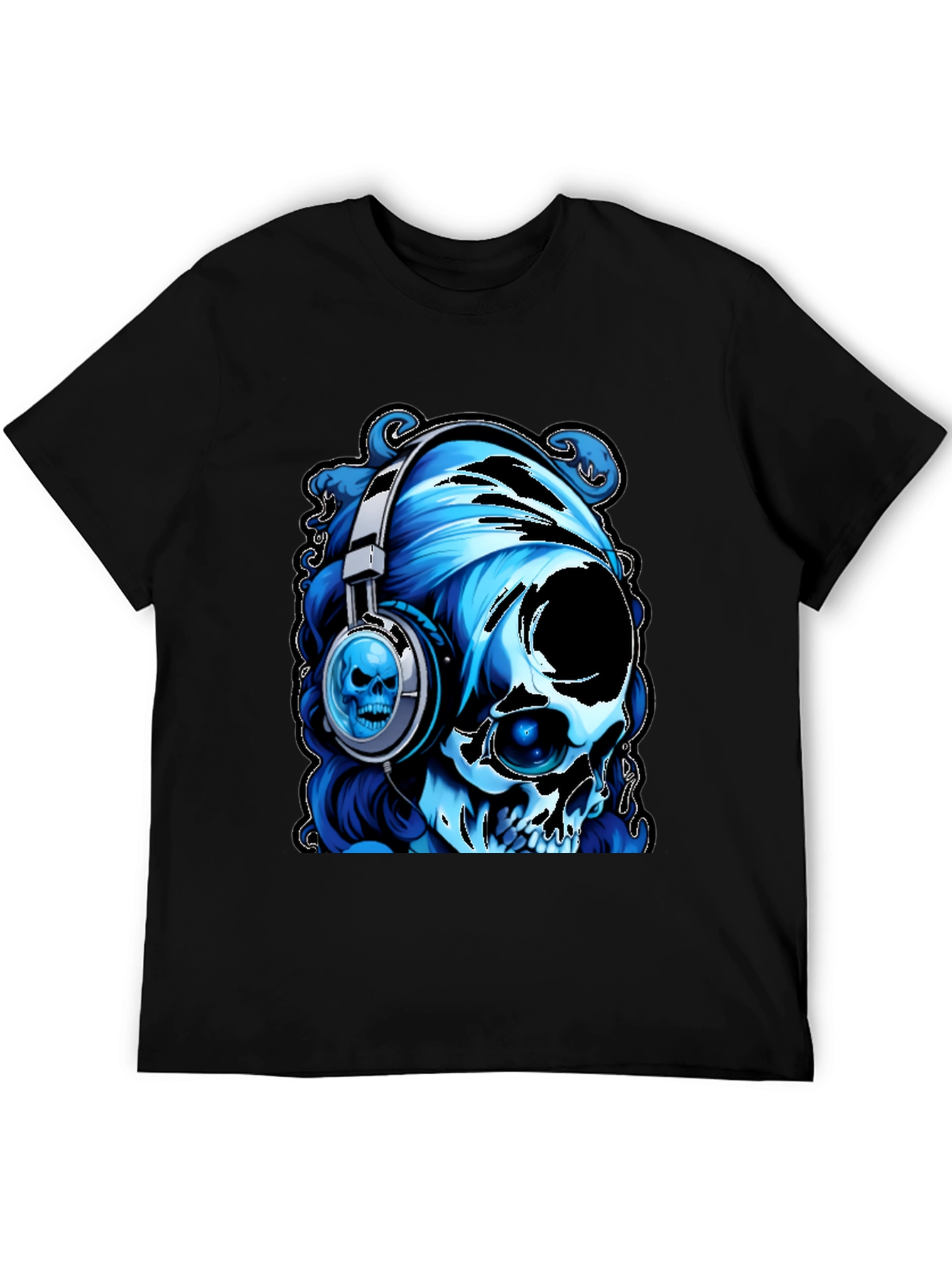 Skull with Headphones Graphic T-Shirt