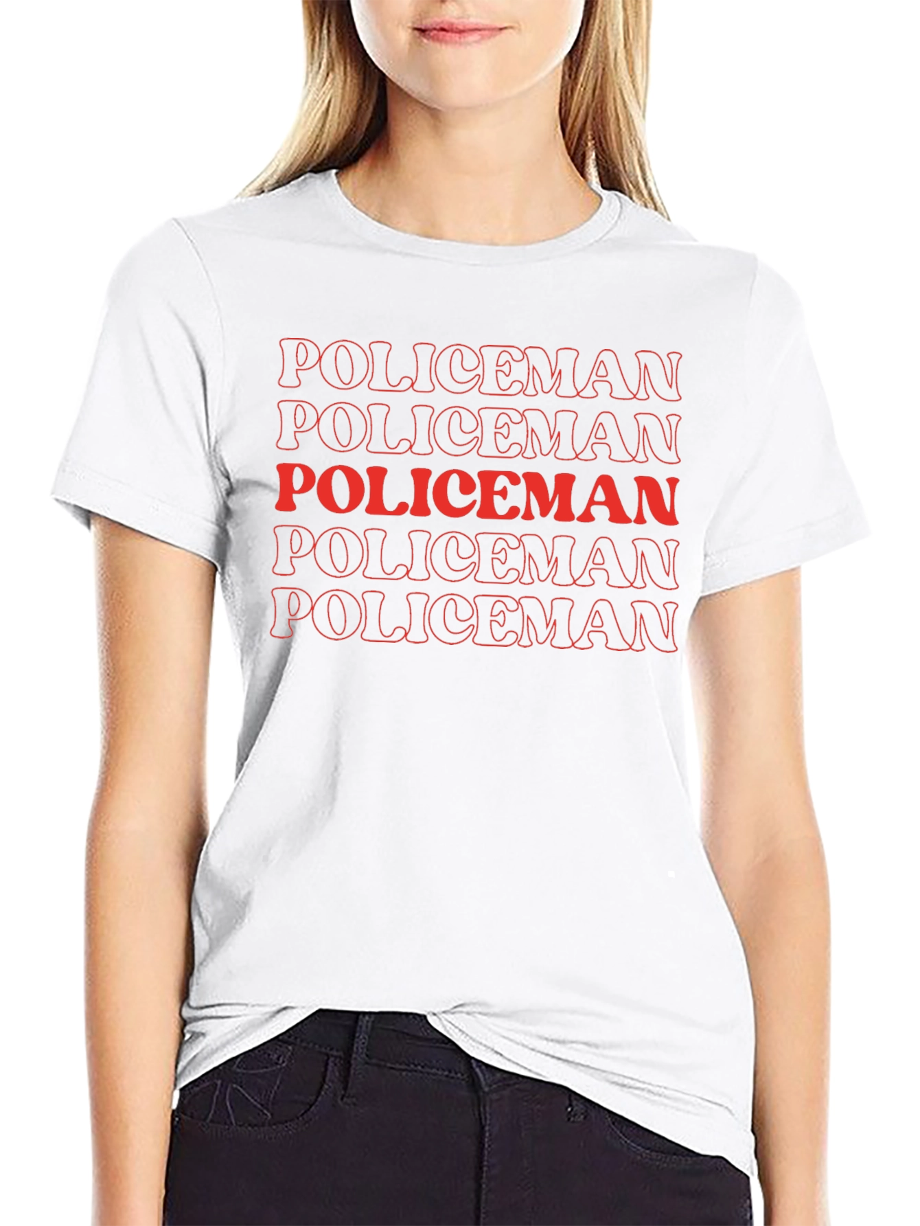 Policeman Text Stack Graphic Tee - Black