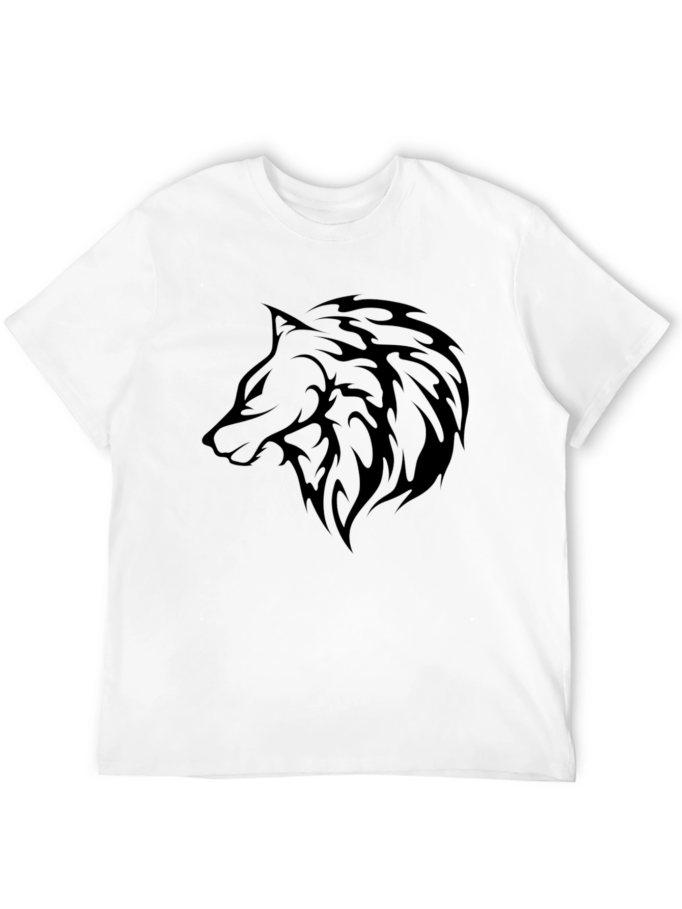 Mens Black T-Shirt with Wolf Graphic