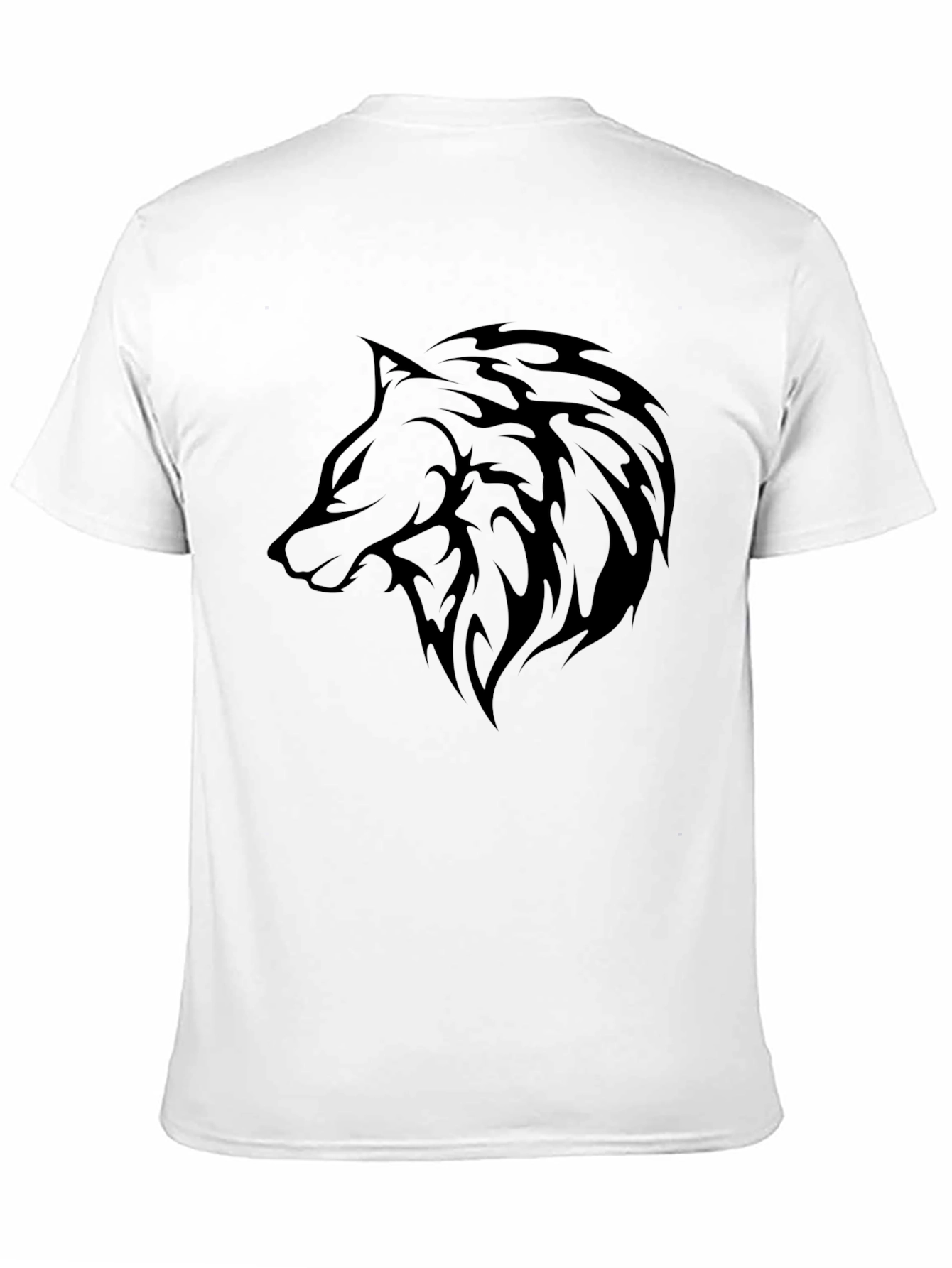 Mens Black T-Shirt with Wolf Graphic